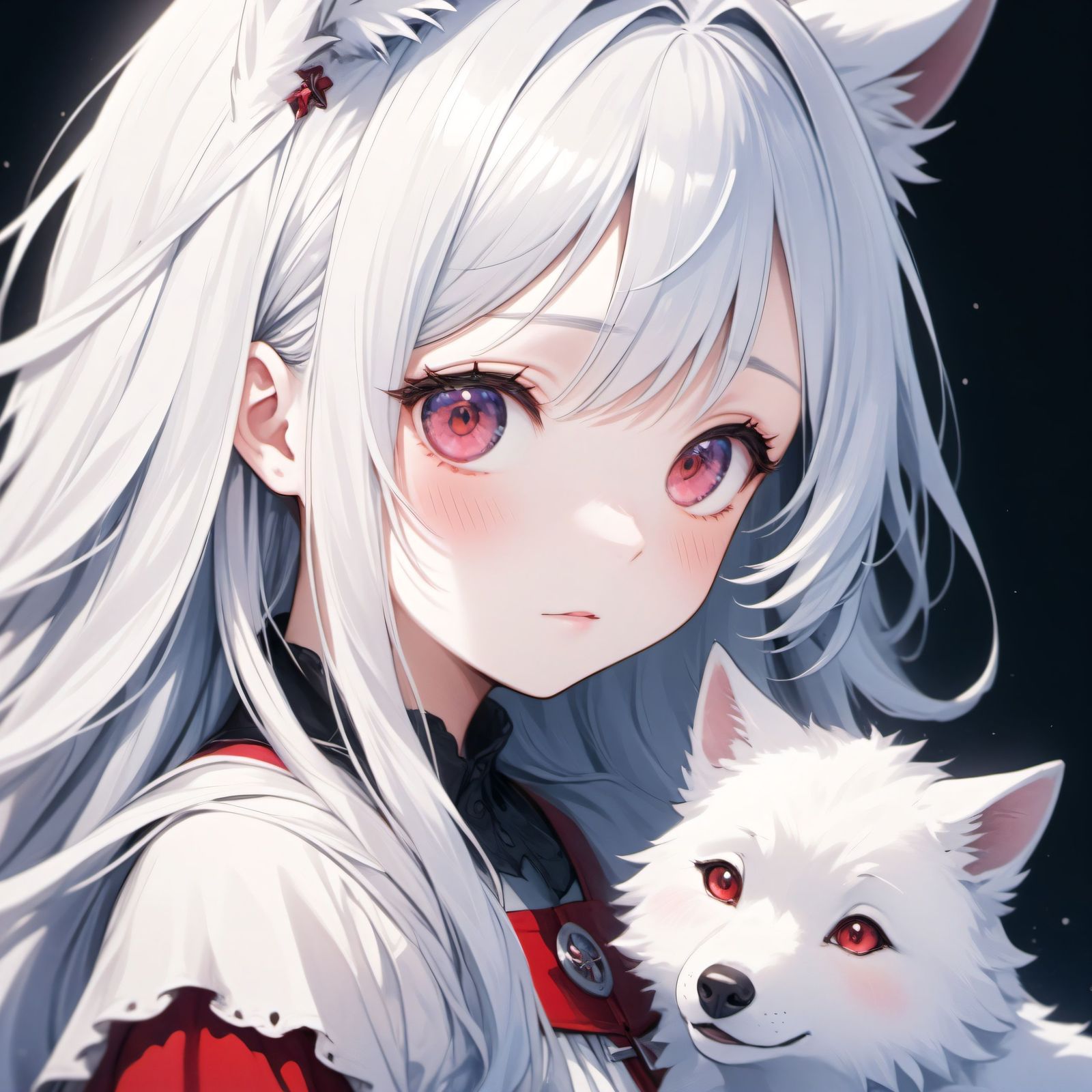 白狼萝莉插画图片壁纸