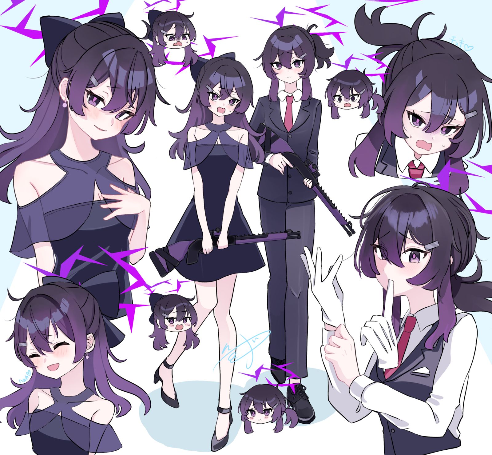 礼服哈尔卡和西装哈尔卡组合插画图片壁纸