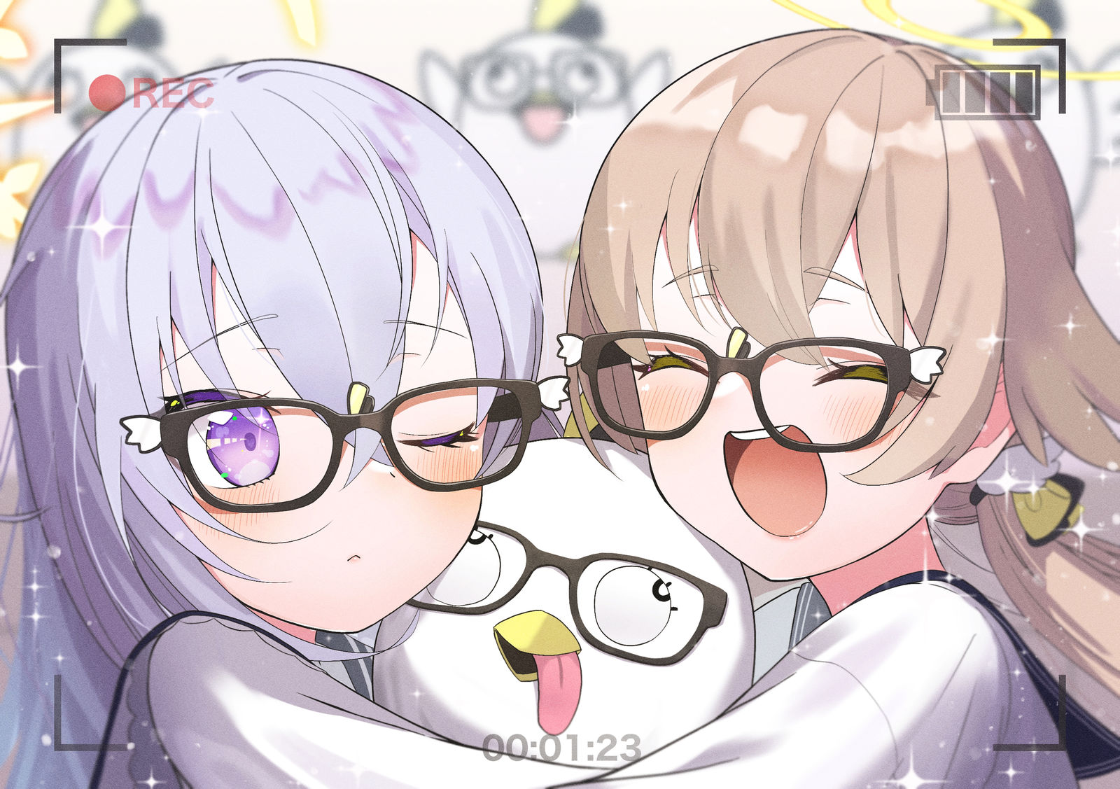 眼镜的丝瓜和阿兹萨！插画图片壁纸