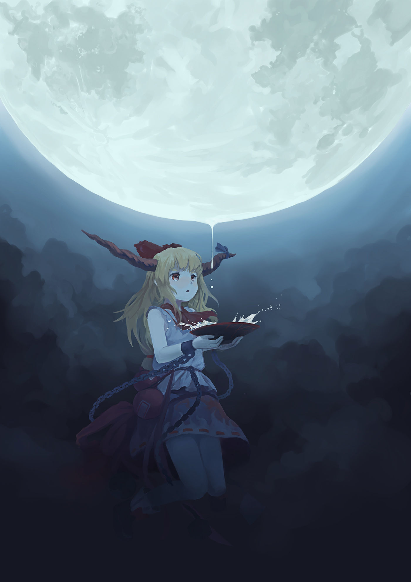 月下独酌插画图片壁纸