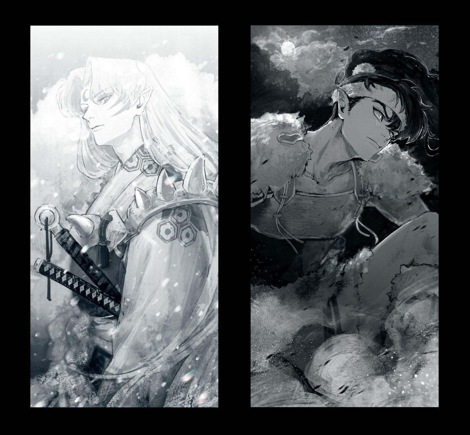 殺生丸と鋼牙插画图片壁纸