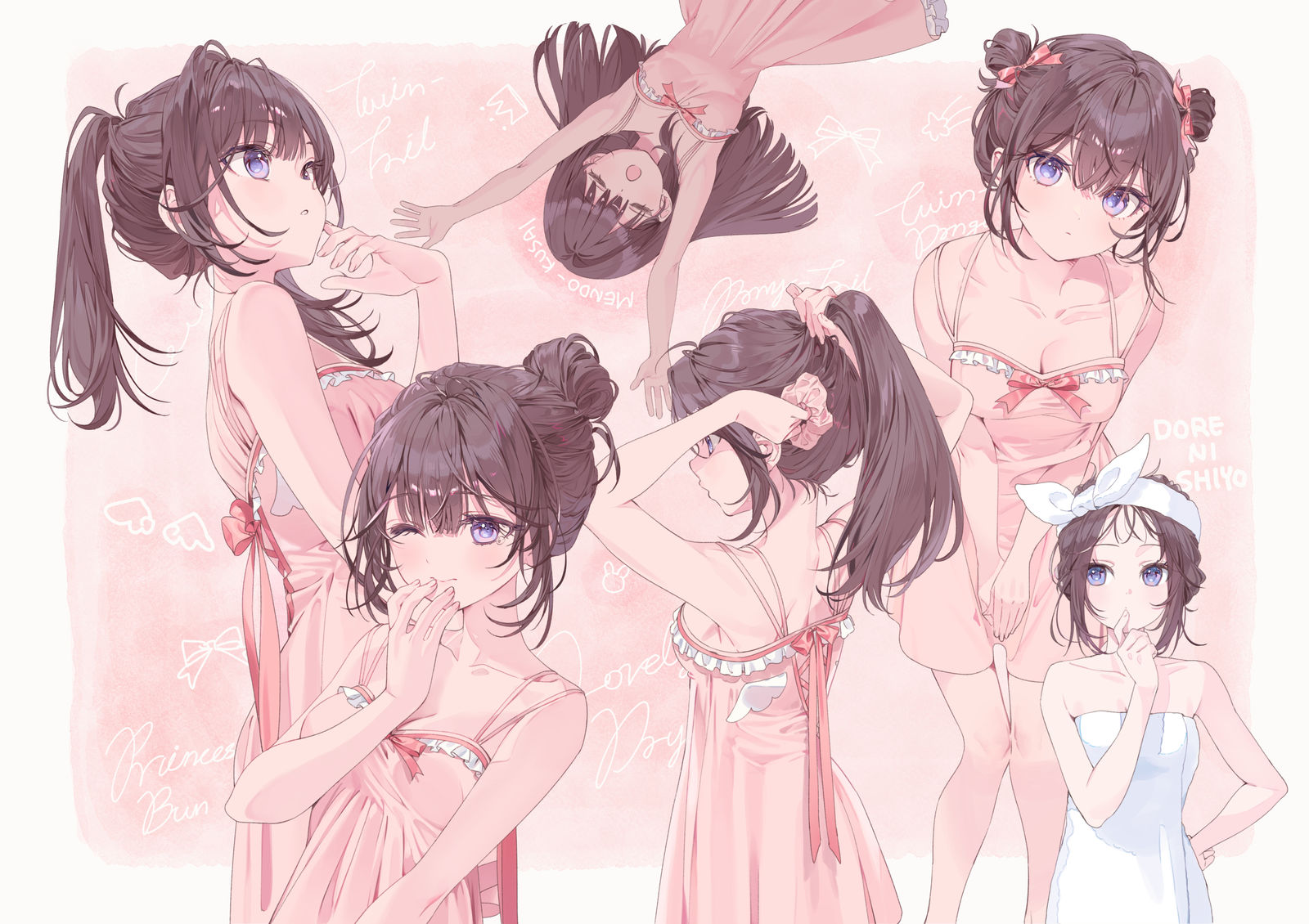 ヘアアレンジ插画图片壁纸