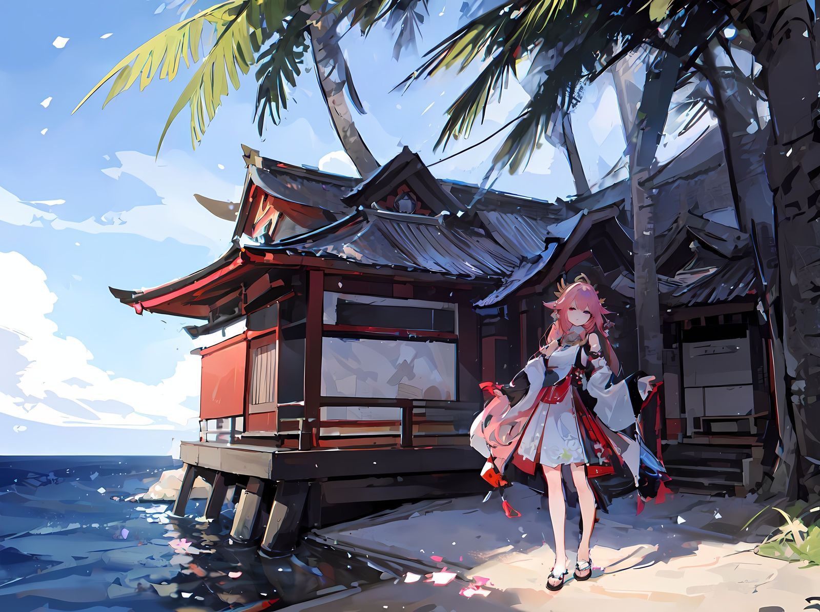 海边建筑插画图片壁纸