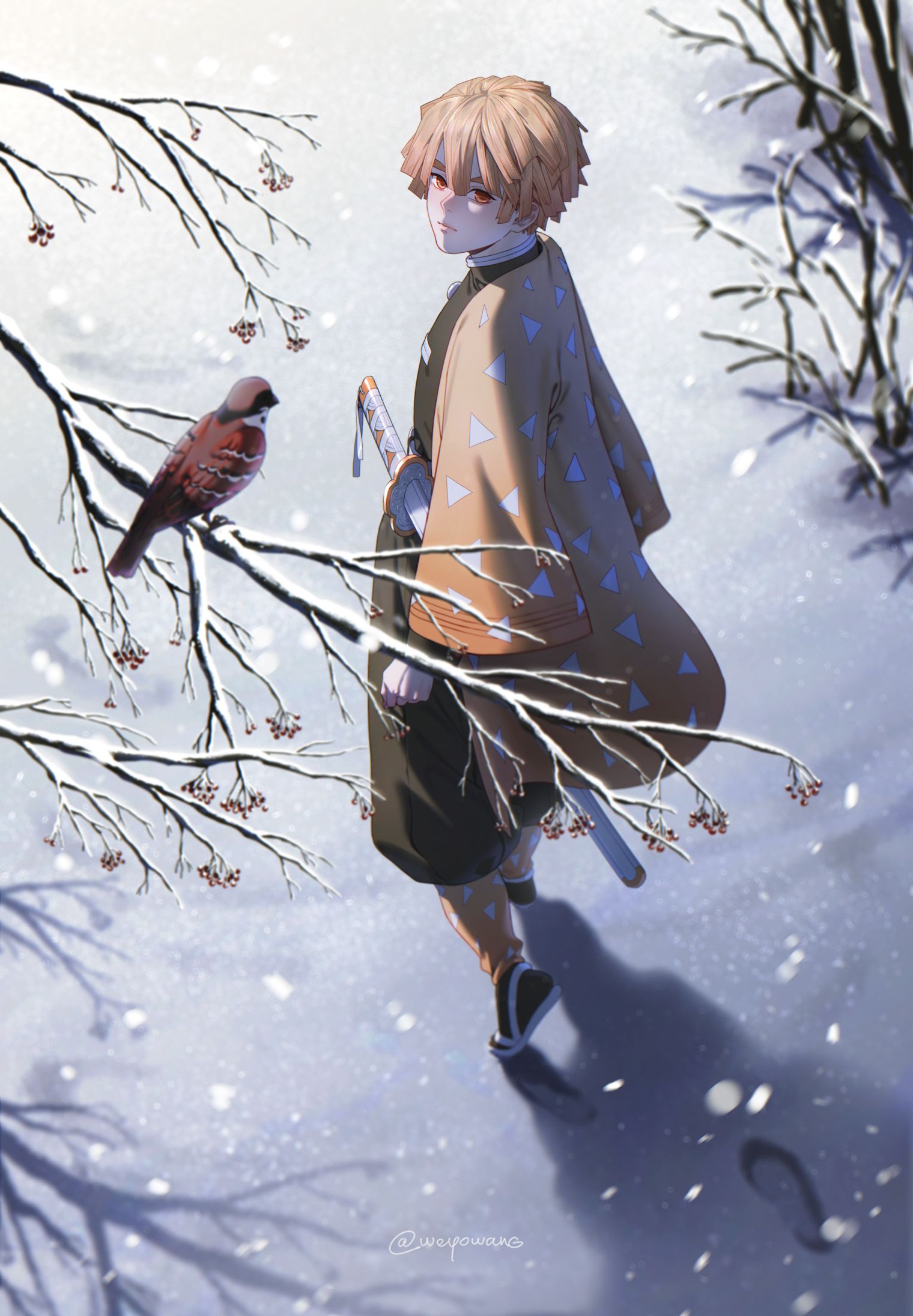 我妻 善逸插画图片壁纸