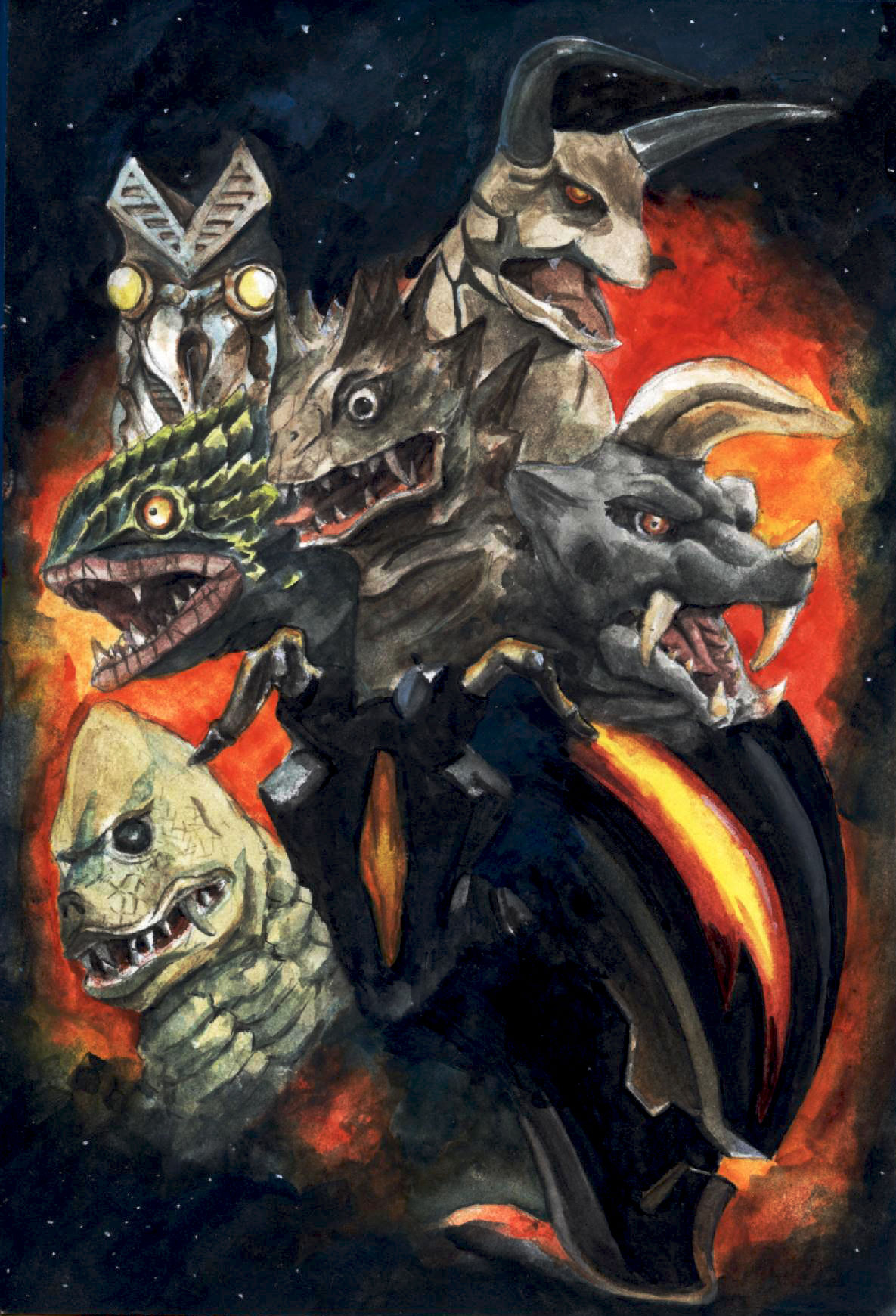 銀河の怪獣插画图片壁纸