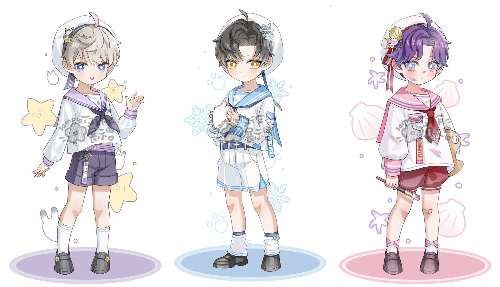 【二传水印版】深空水手服小男孩系列插画图片壁纸