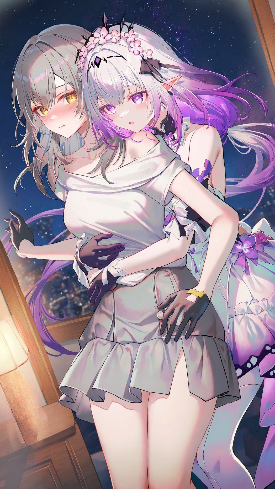 hug from behind插画图片壁纸