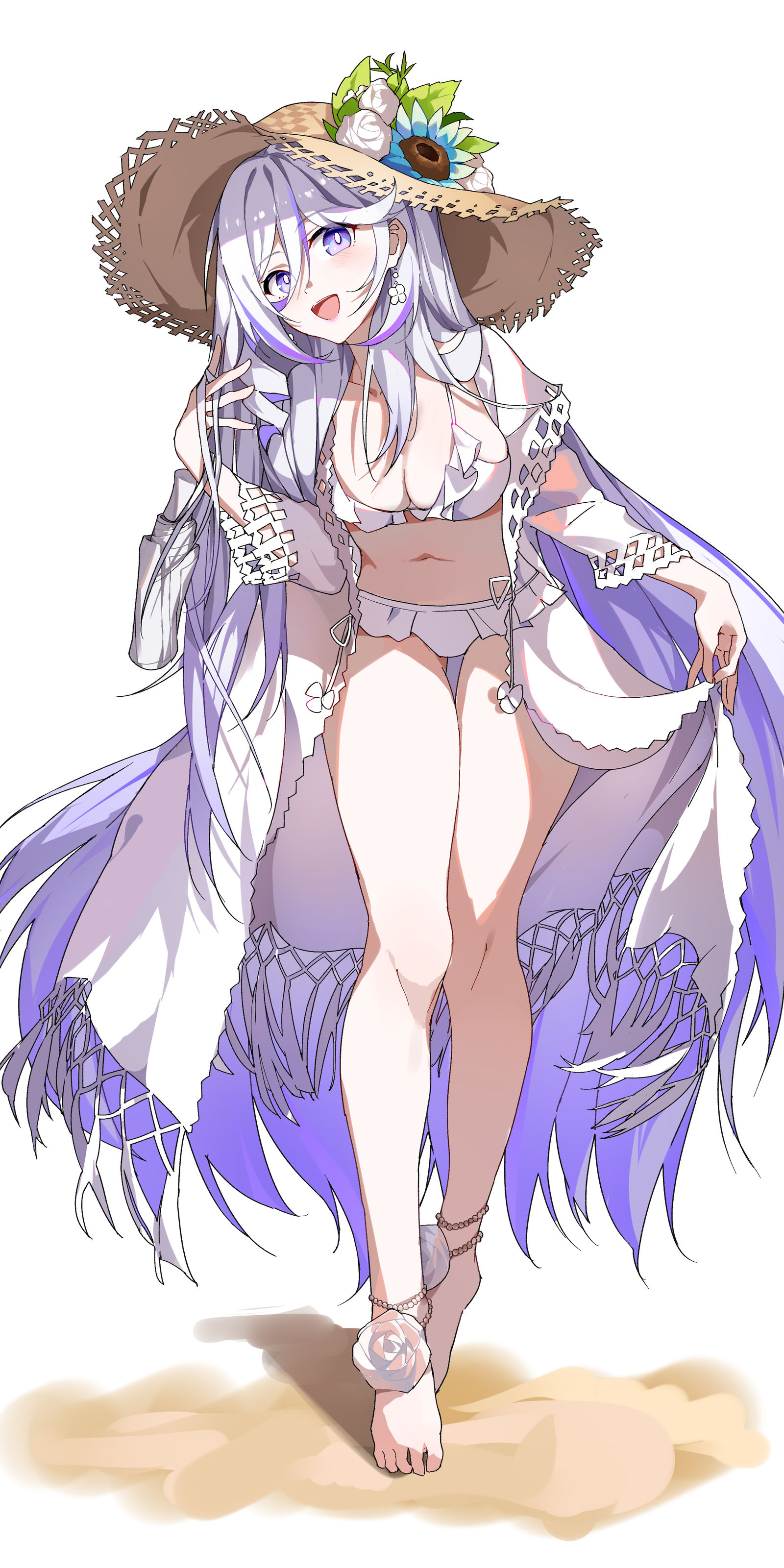 沙滩羽兔插画图片壁纸