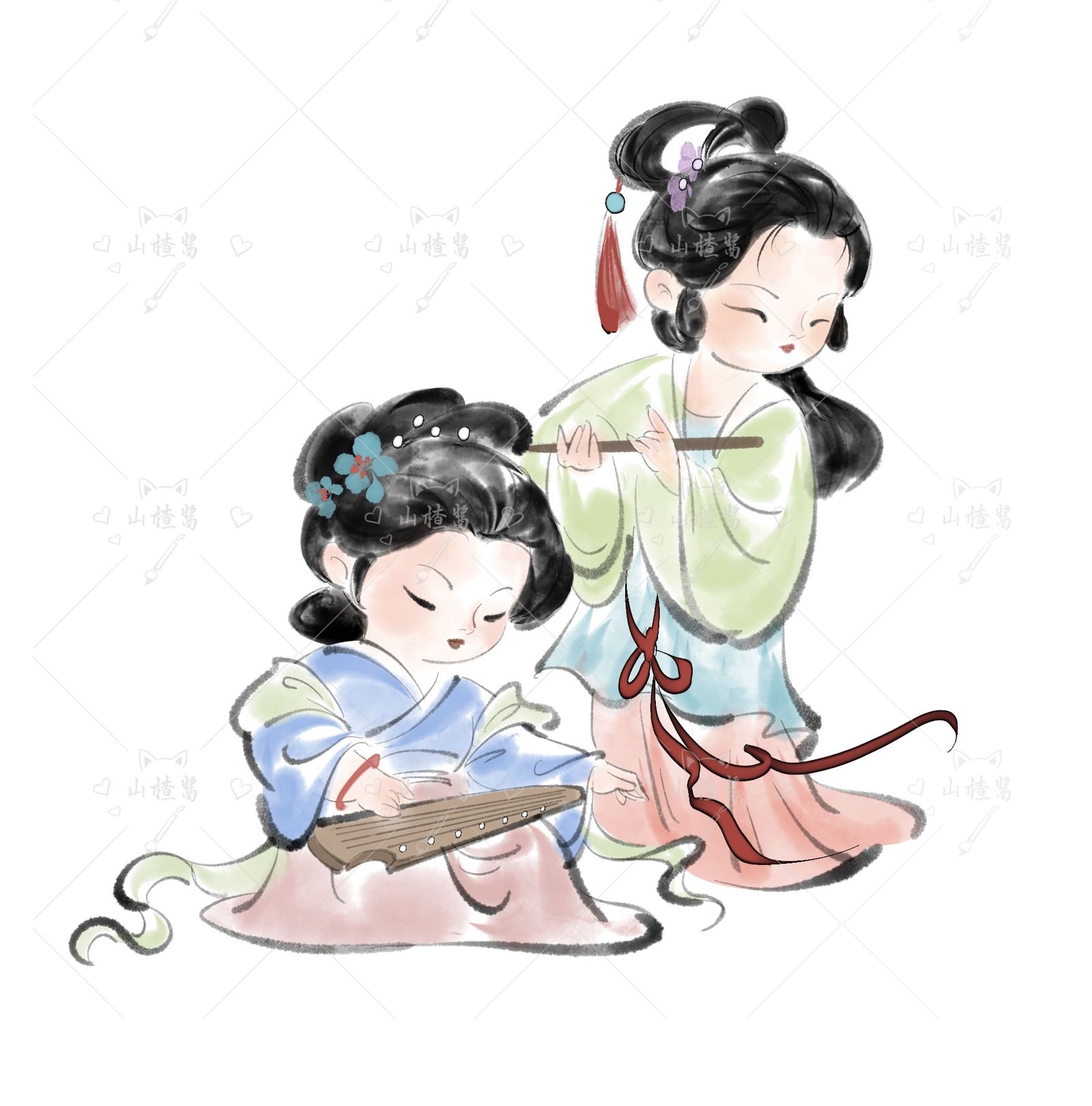 “玉阶槐影绿阴阴，长日清闲罢抚琴。”头像同人高清图