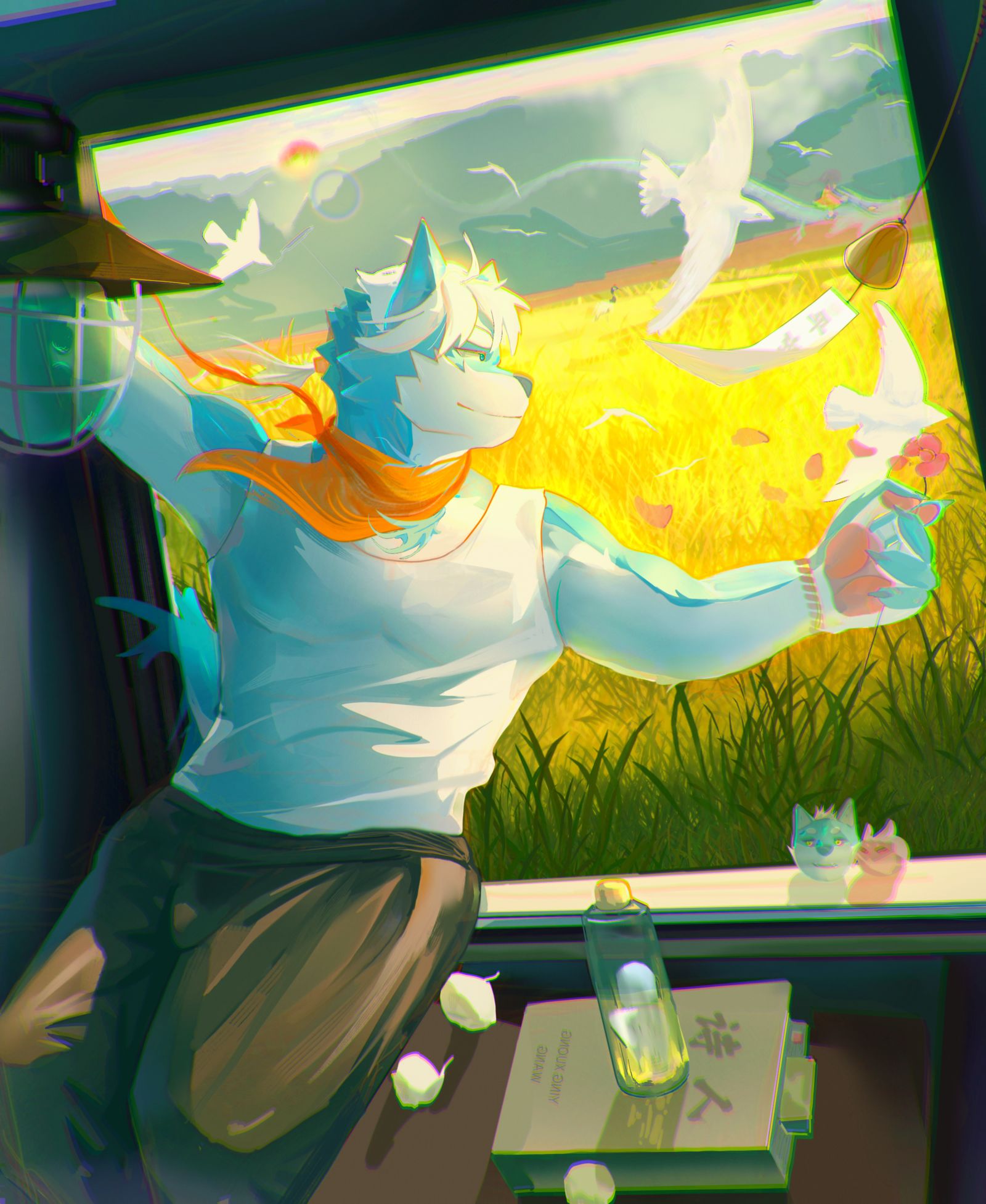 furry，好想坐着火车观望远处的风景，吹着春日的风