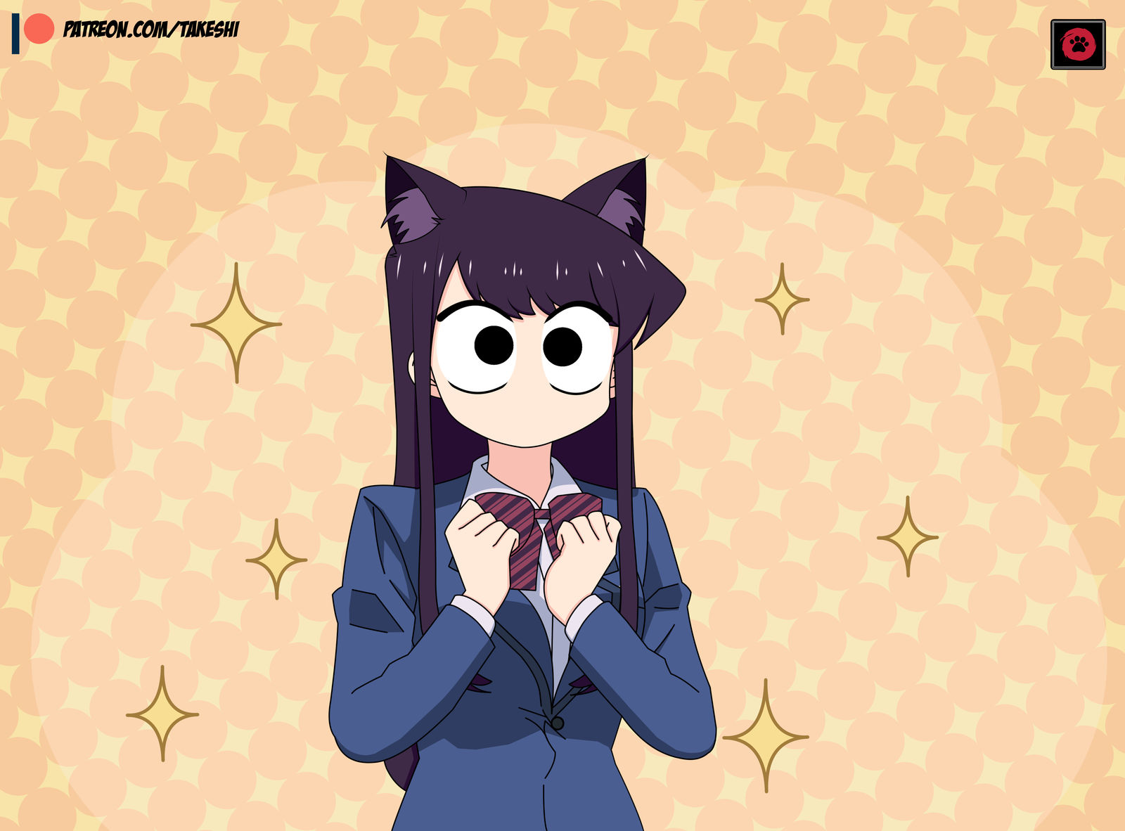 Komi-san neko插画图片壁纸