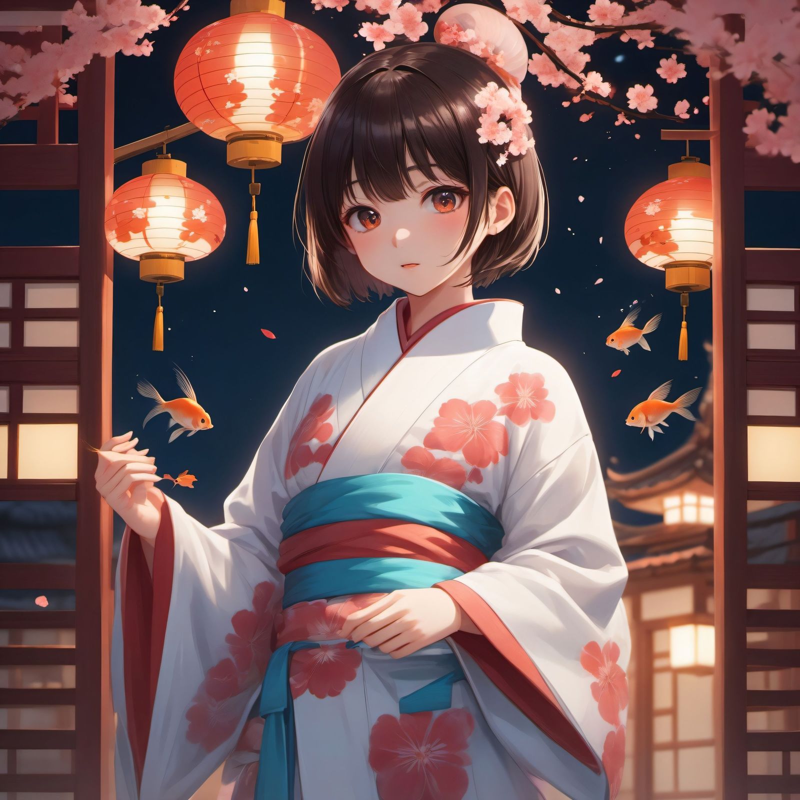 樱花女孩插画图片壁纸