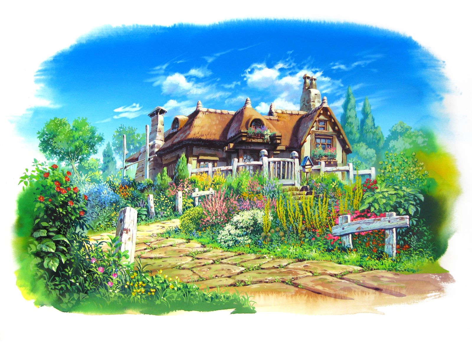 花の咲く家-风景画ここに住みたい