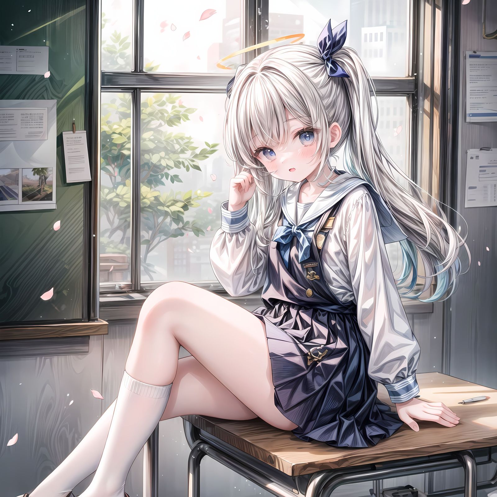 桌上妹子插画图片壁纸