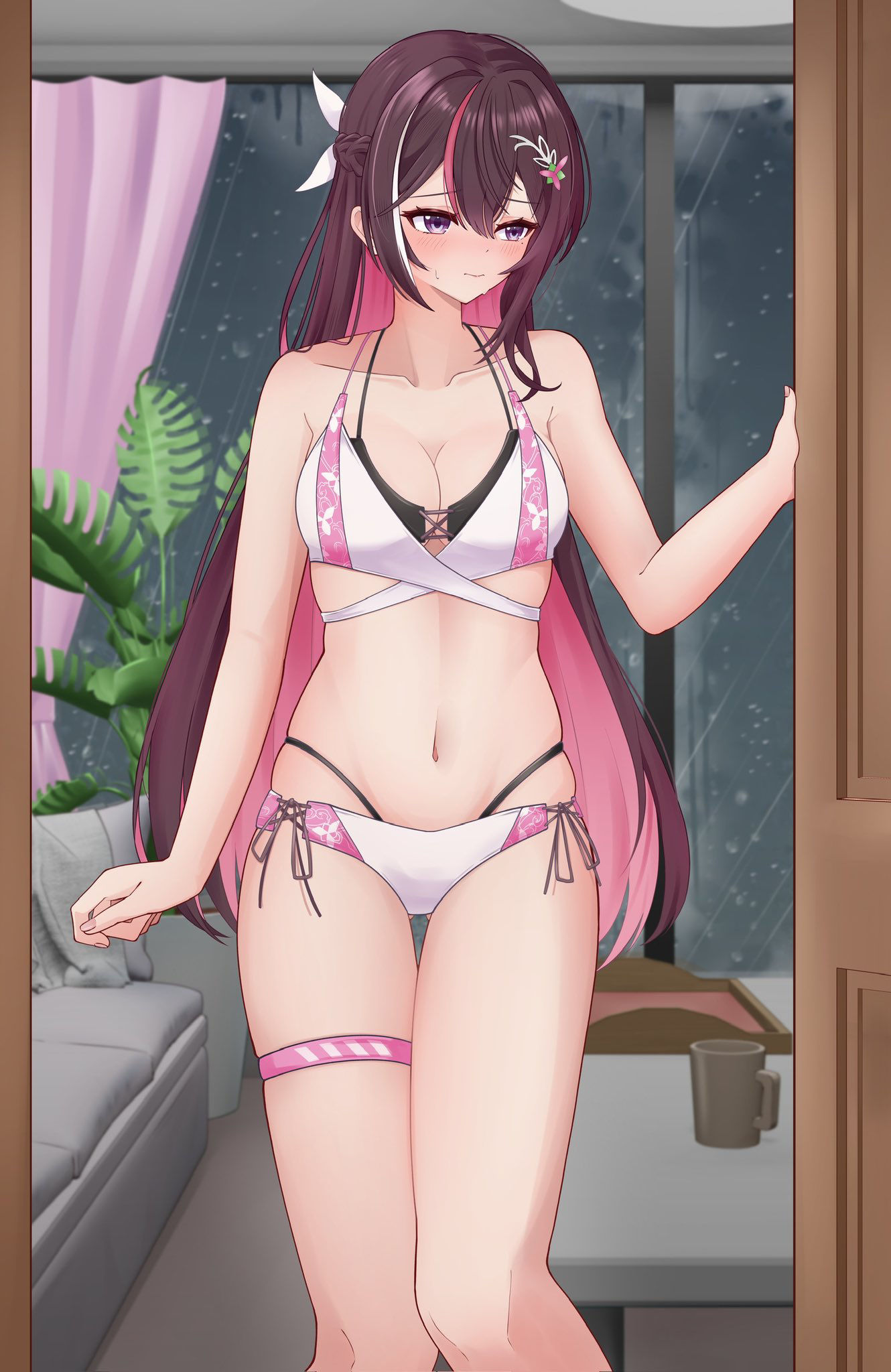 雨で海に行けなかったけど水着を見せてくれたあずきち