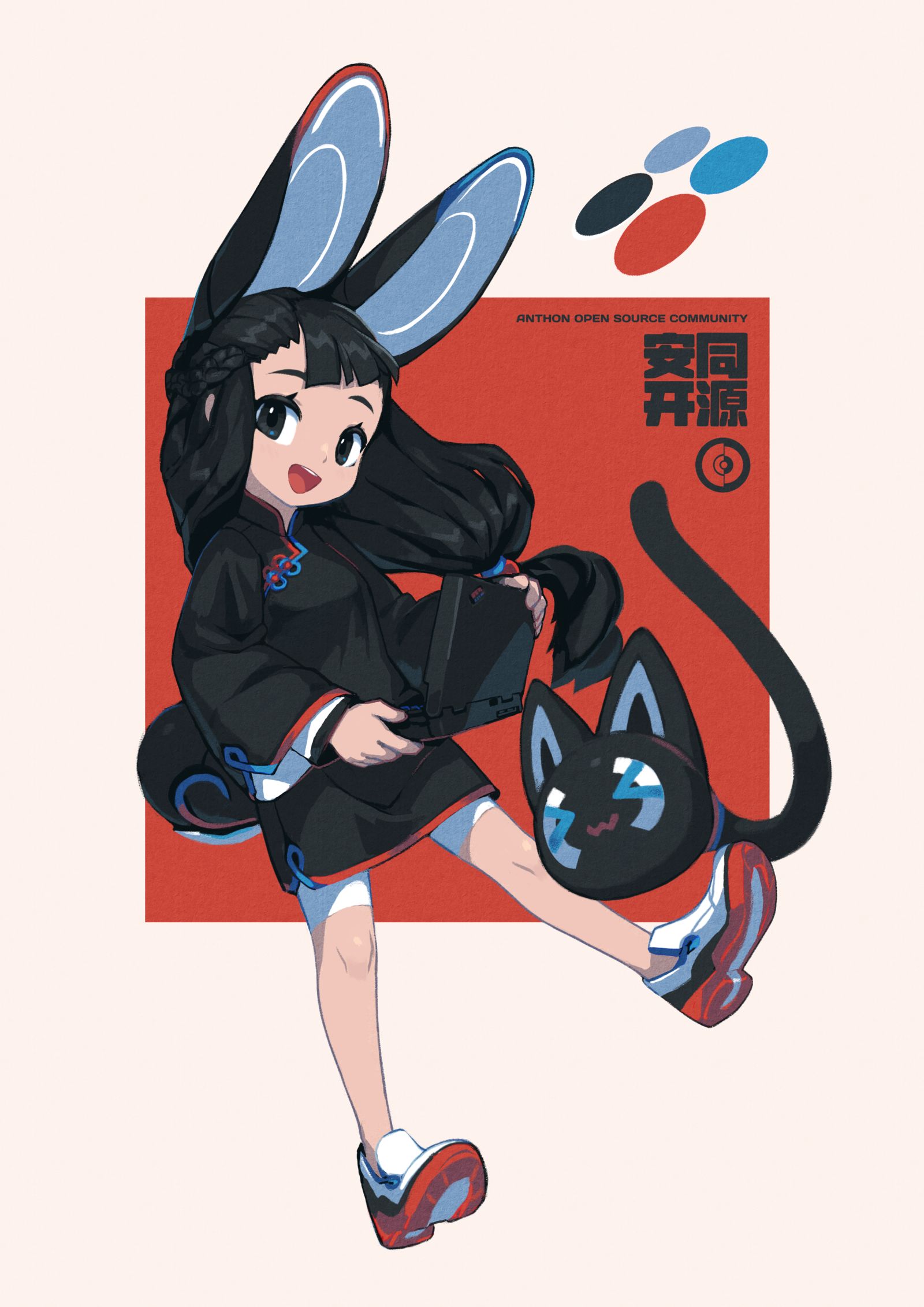 兔娘安安和猫球同同头像同人高清图
