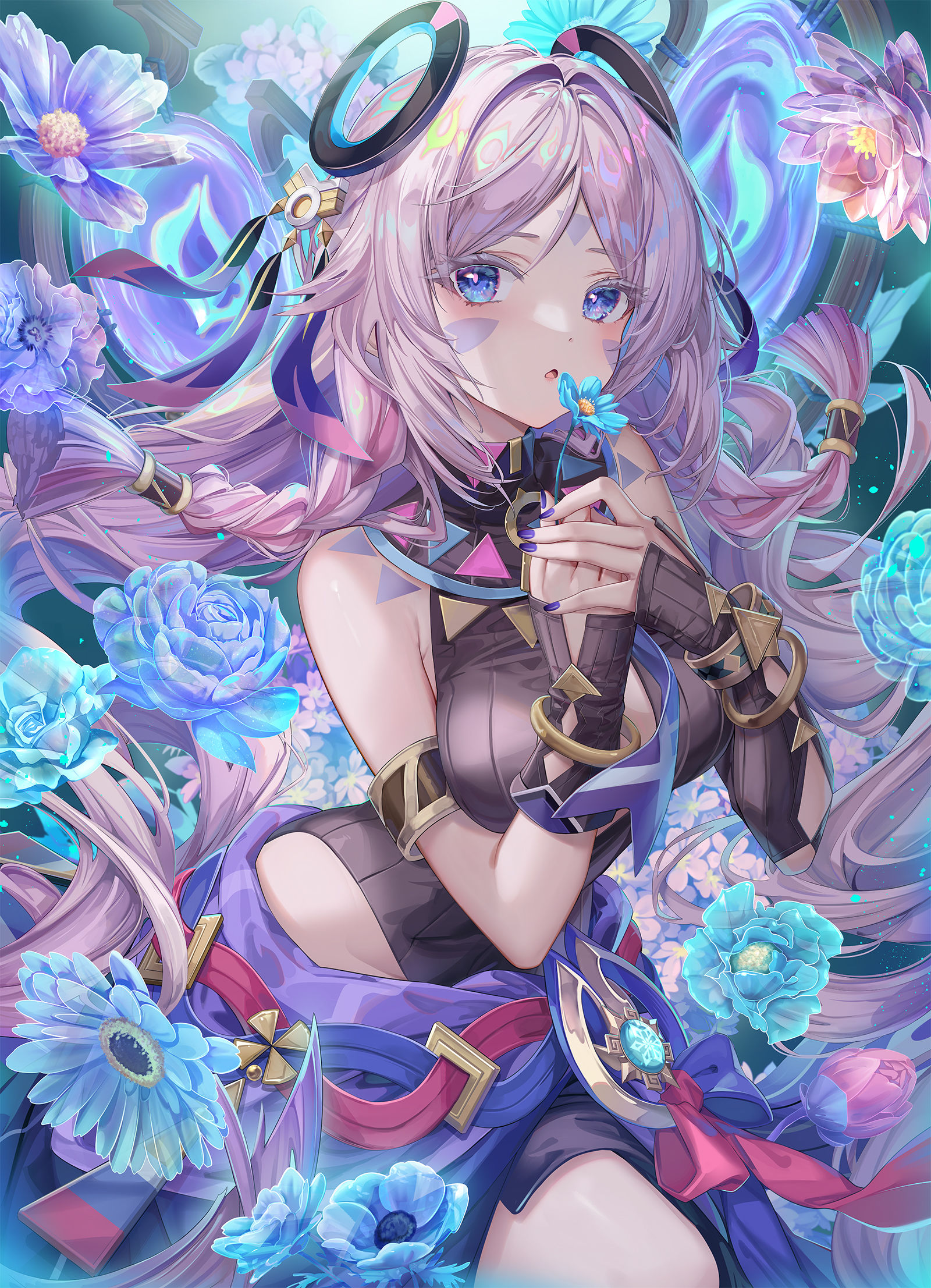 謎煙の花插画图片壁纸
