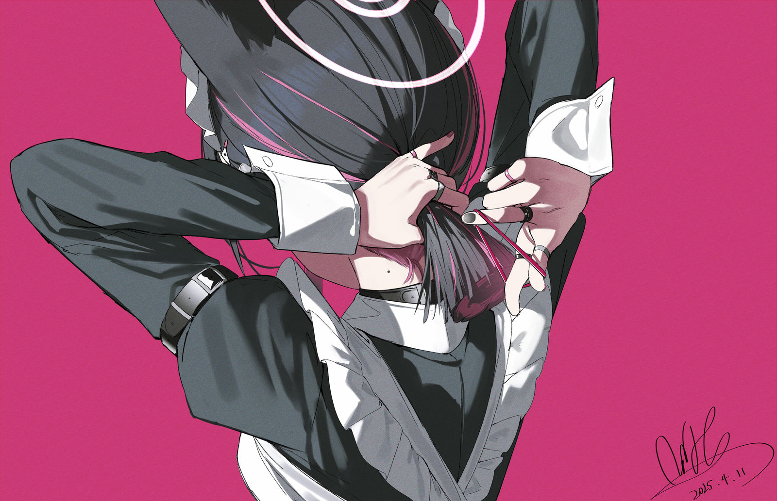 day28髪を結う插画图片壁纸