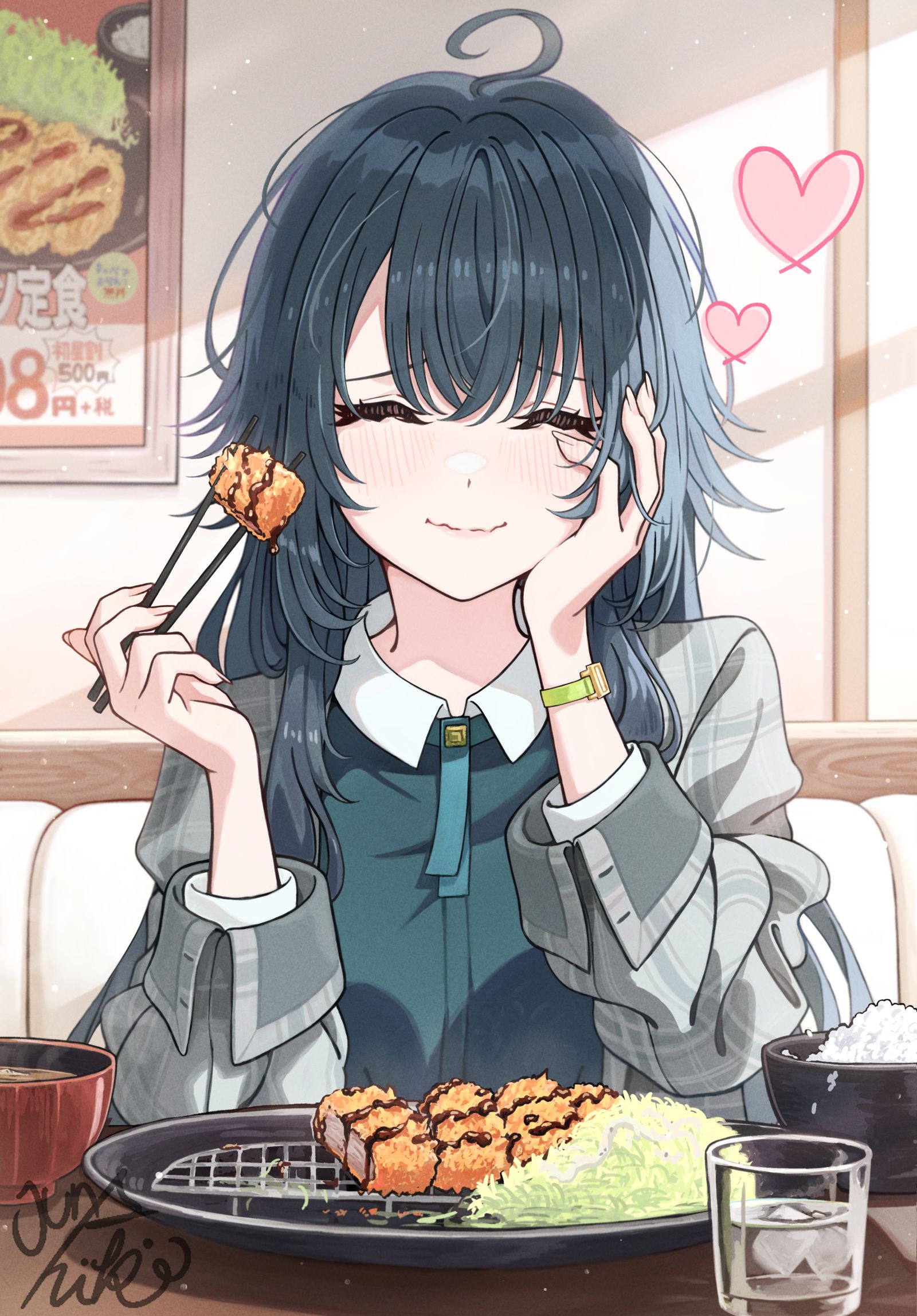 とんかつ食べれてえらい手毬插画图片壁纸