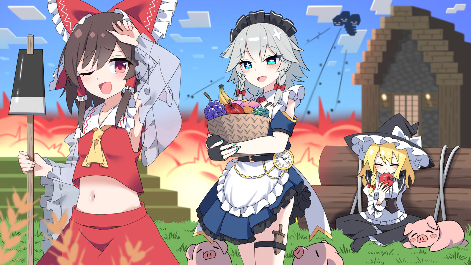 霊夢うしろー！插画图片壁纸