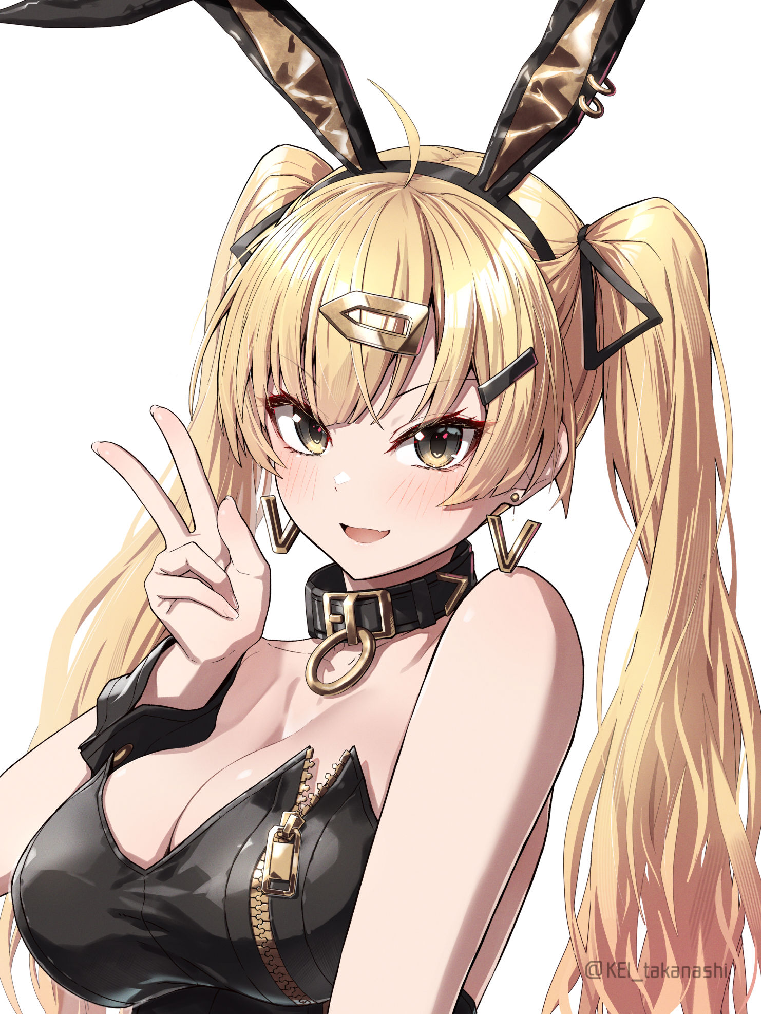 デカジッパー黒金バニー插画图片壁纸