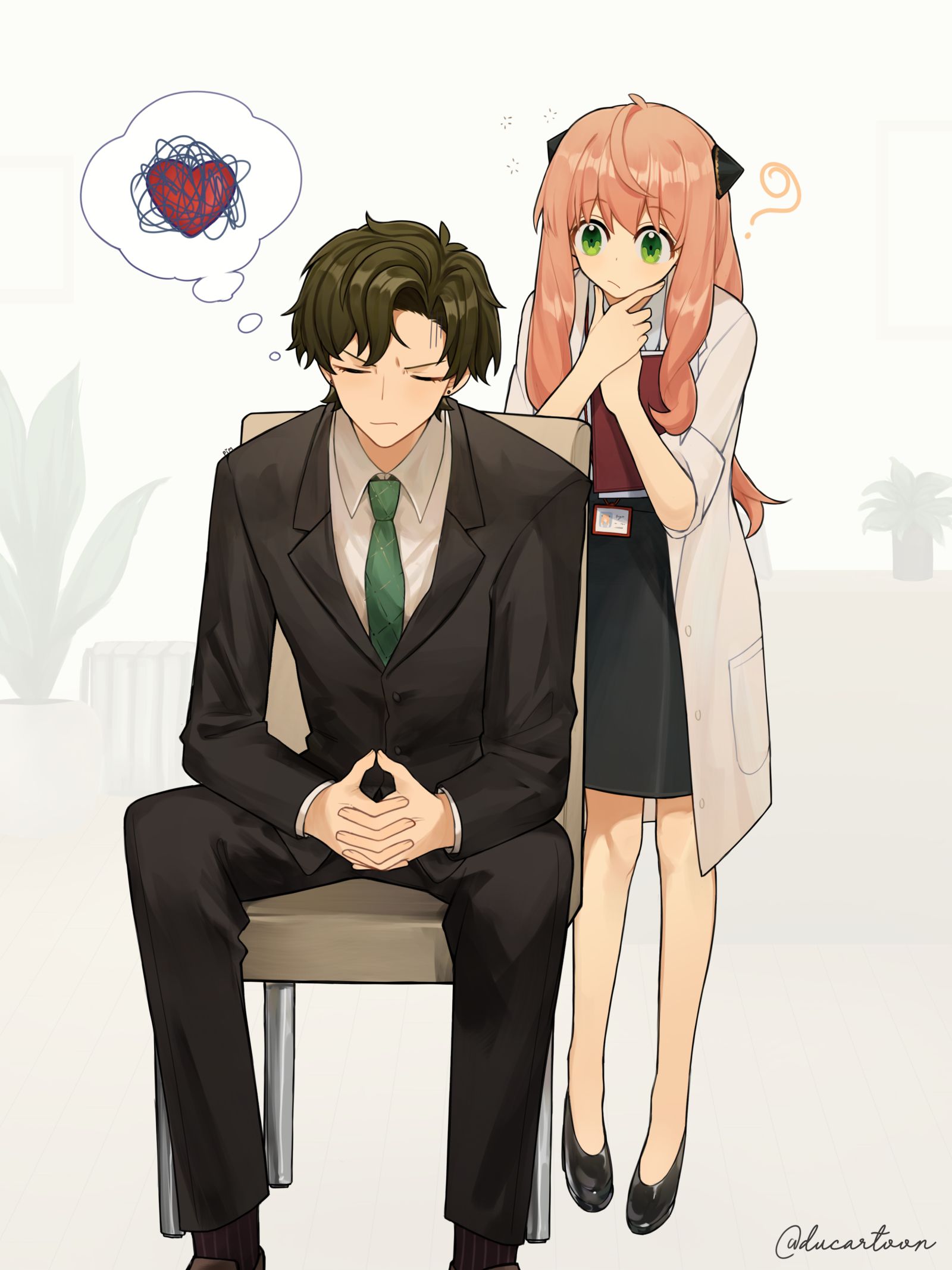 Doctor Anya and her patient 插画图片壁纸