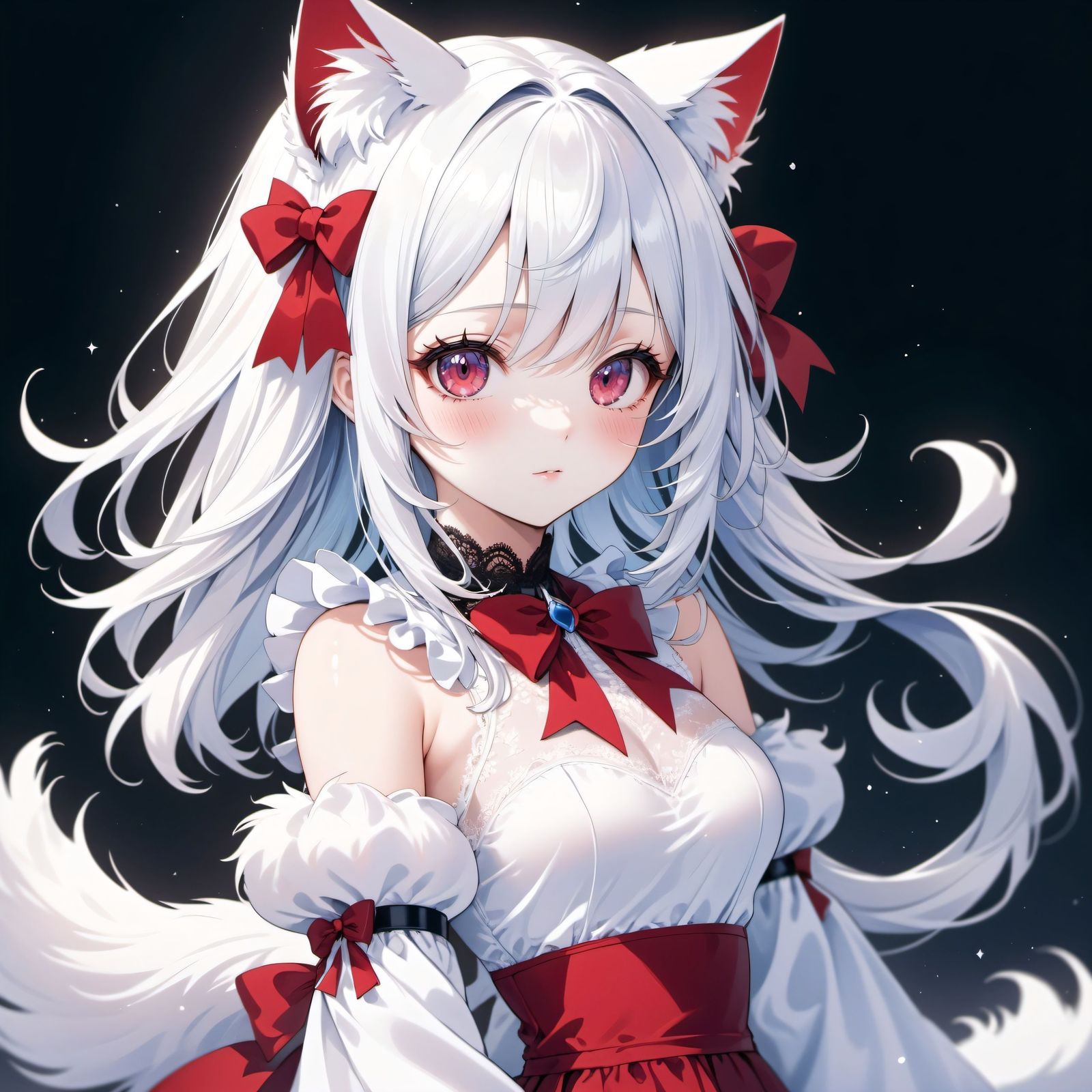 白发猫娘插画图片壁纸