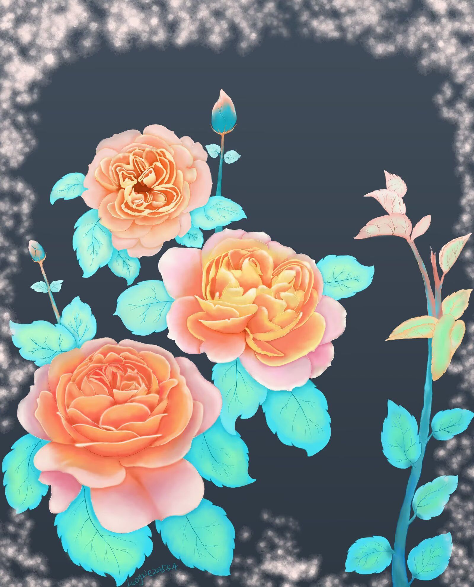 果汁月季-插画 商业插画水彩插画