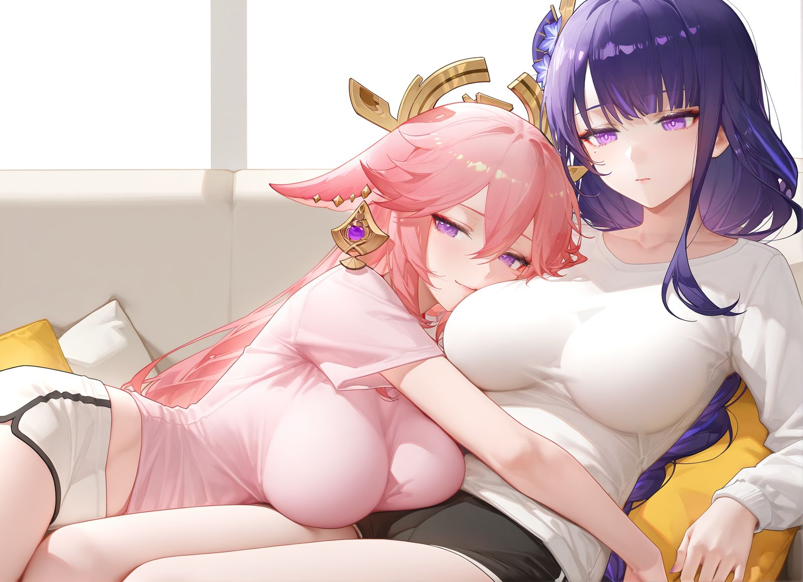 鸣神组贴贴插画图片壁纸