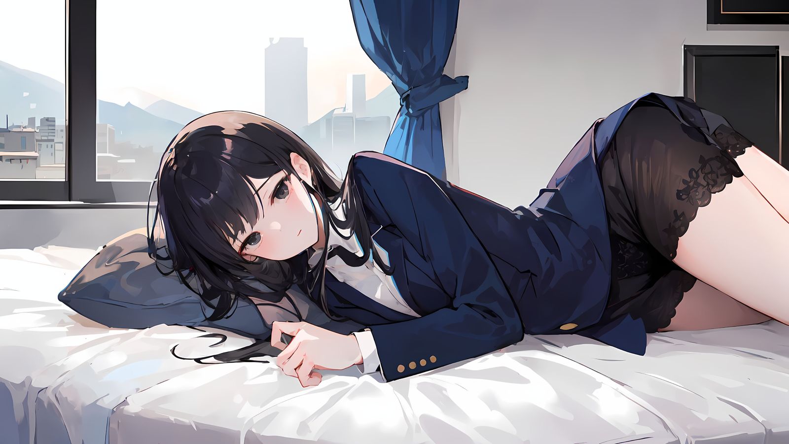 躺在床上插画图片壁纸