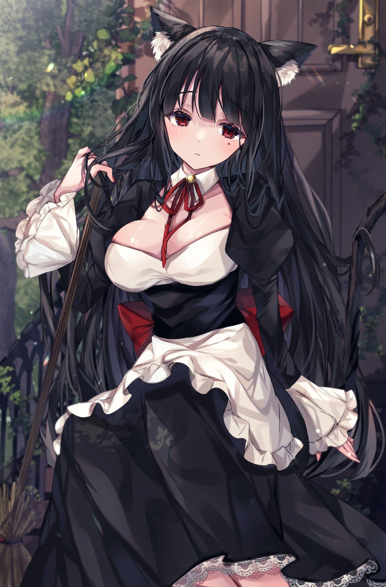 黒猫メイドさん插画图片壁纸