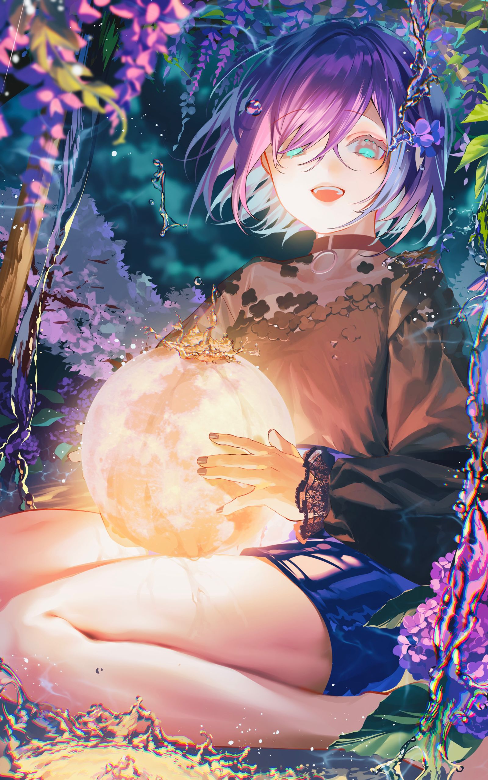 月と紫陽花-男孩子原创
