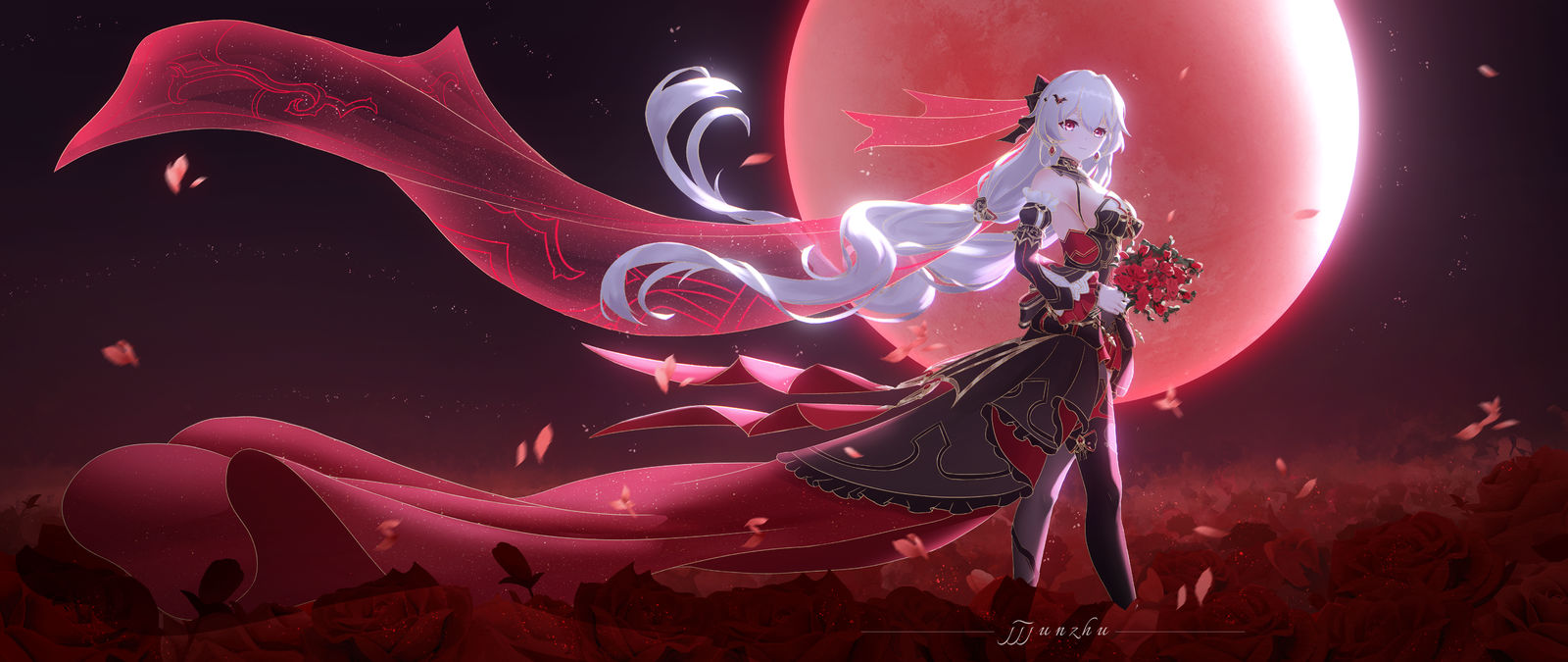 大月下捧花版25年翻新插画图片壁纸