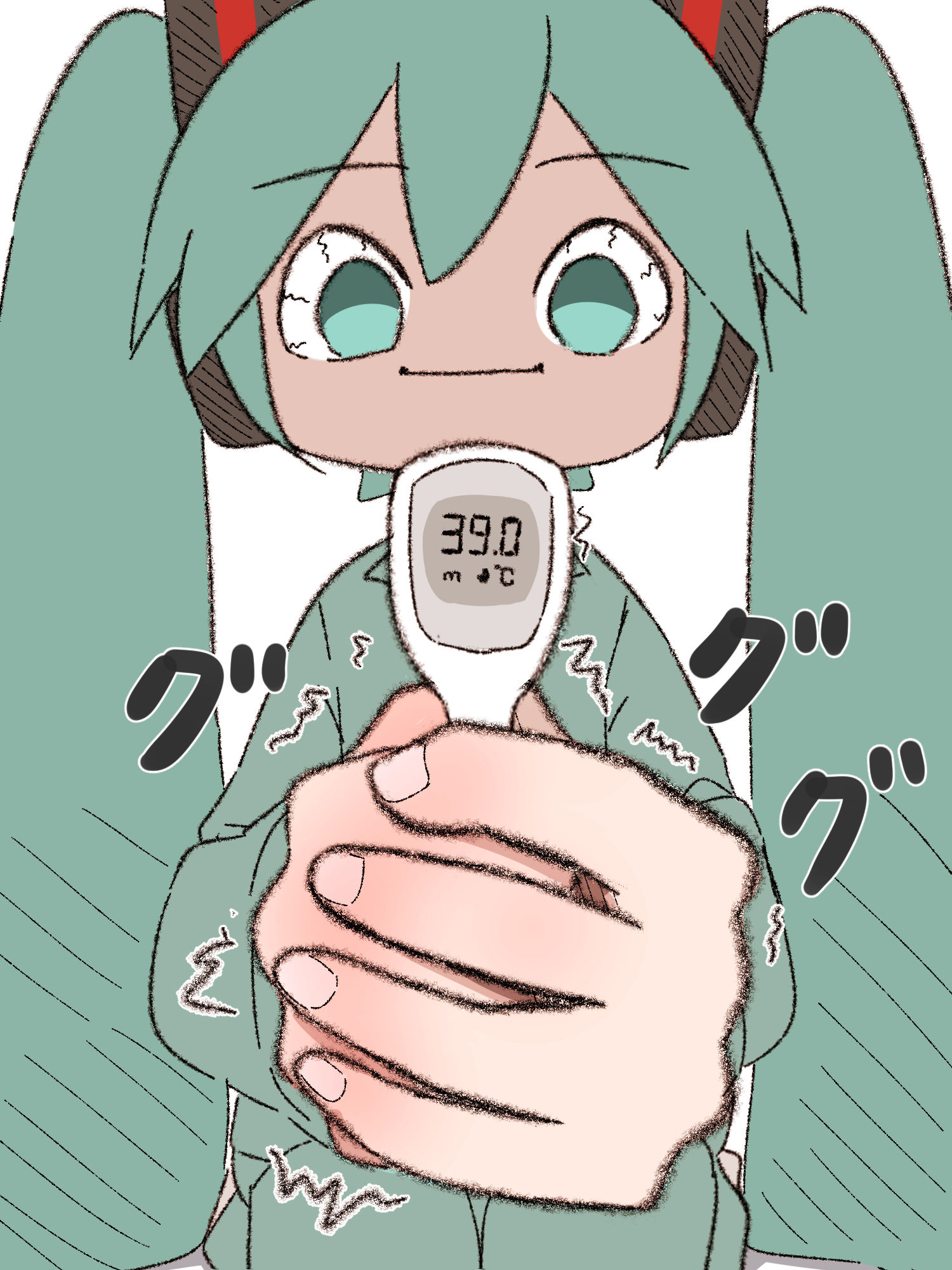 初音ミク、熱を出す插画图片壁纸