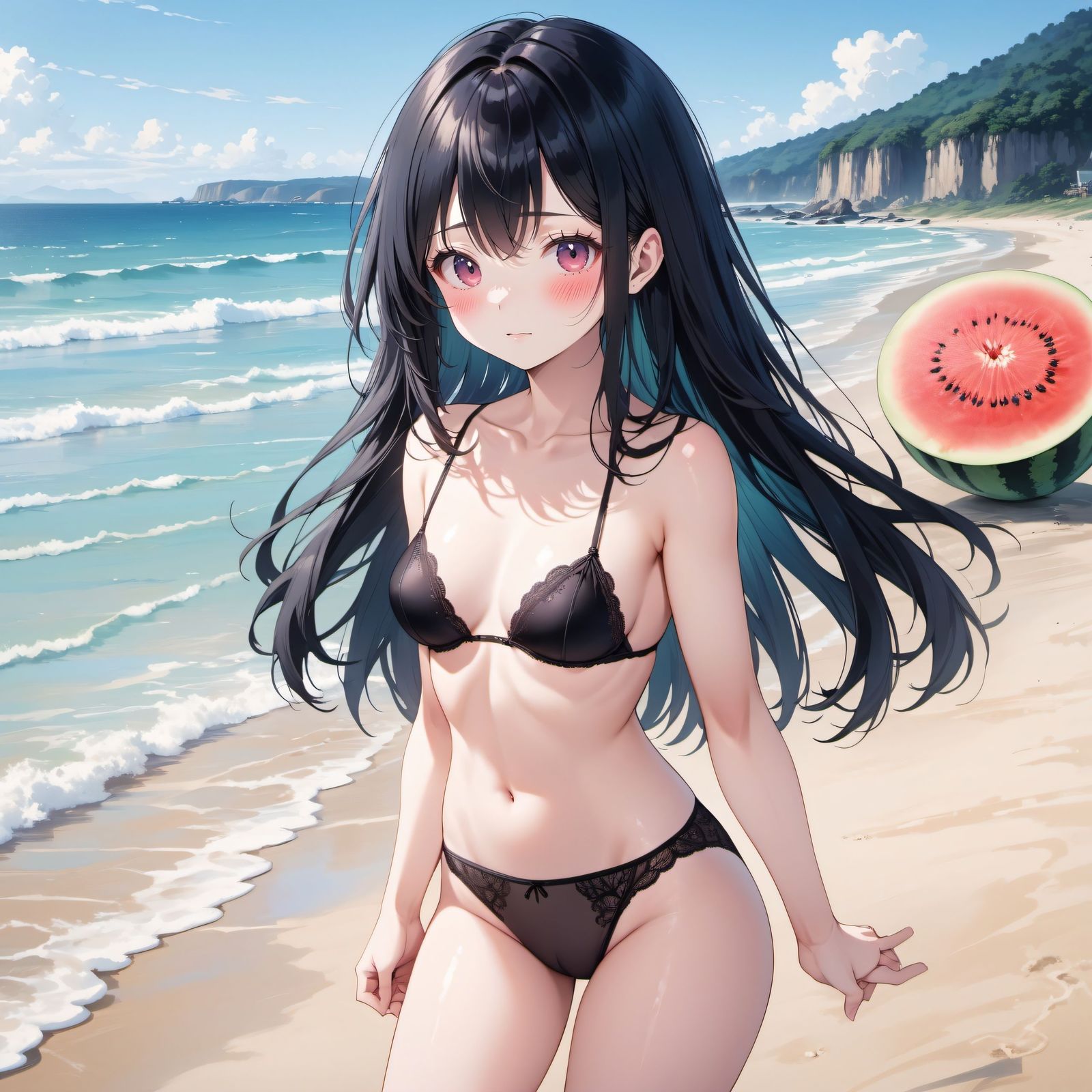 海边美女插画图片壁纸