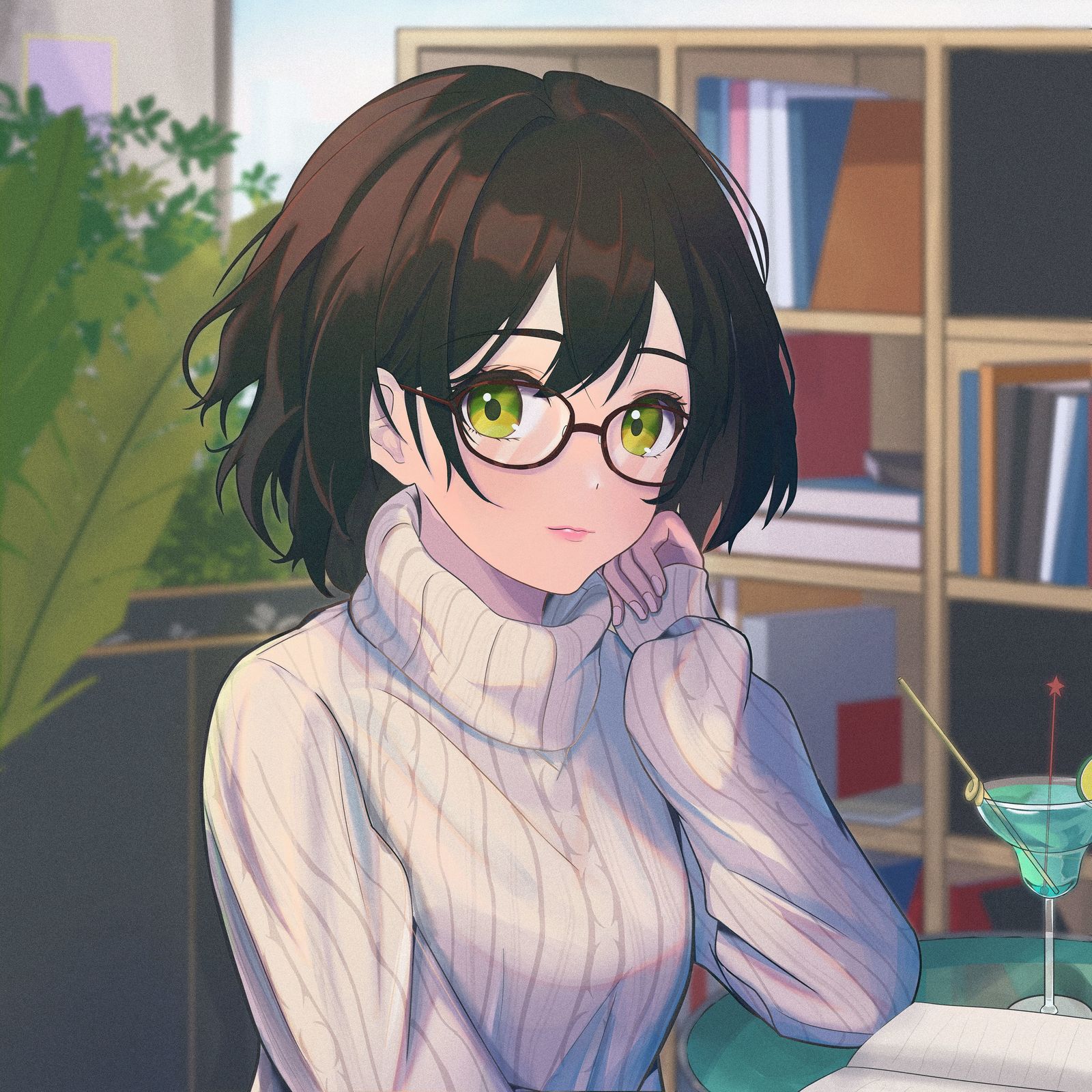 读书少女头像同人高清图