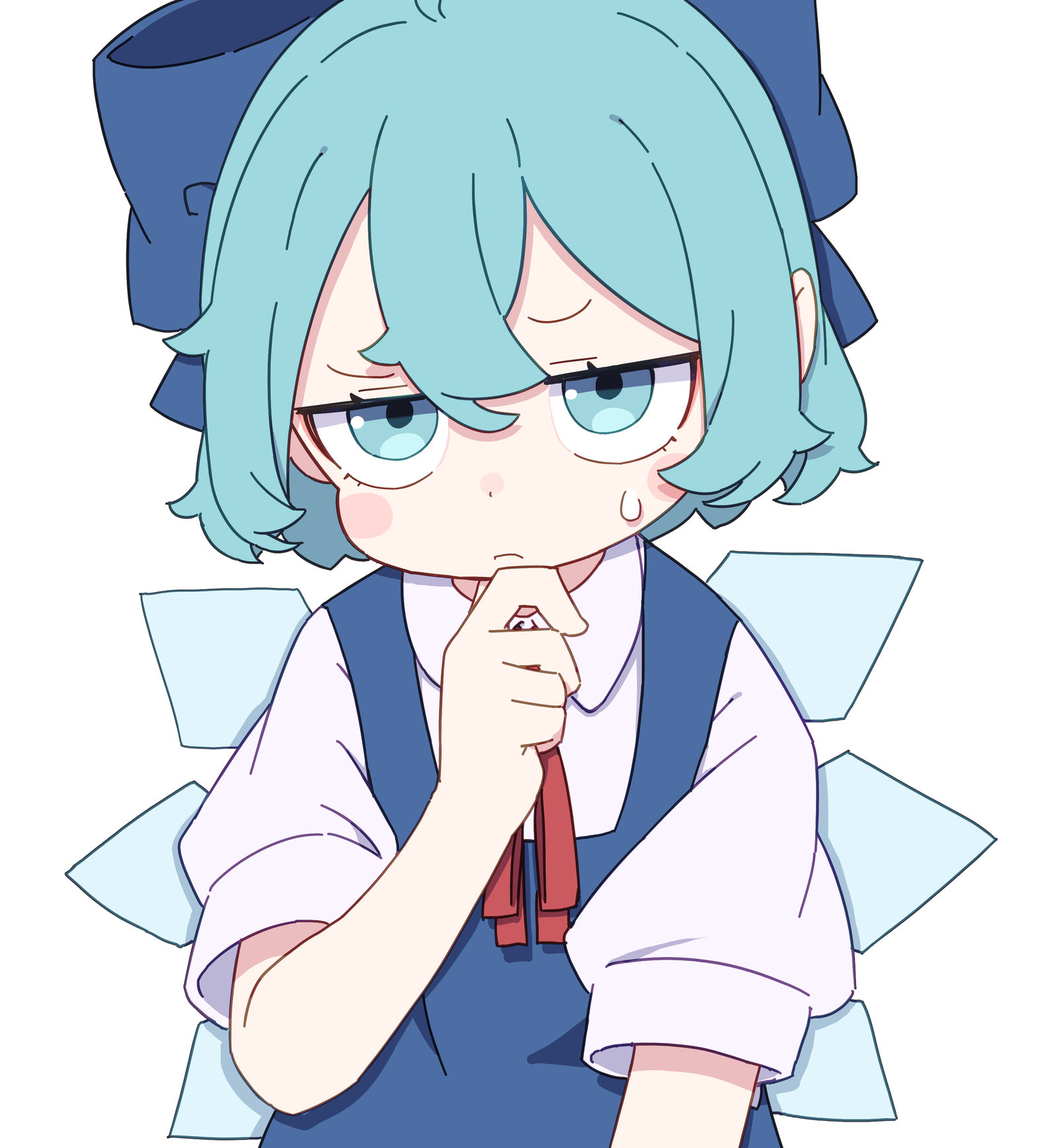 考えるチルノ插画图片壁纸