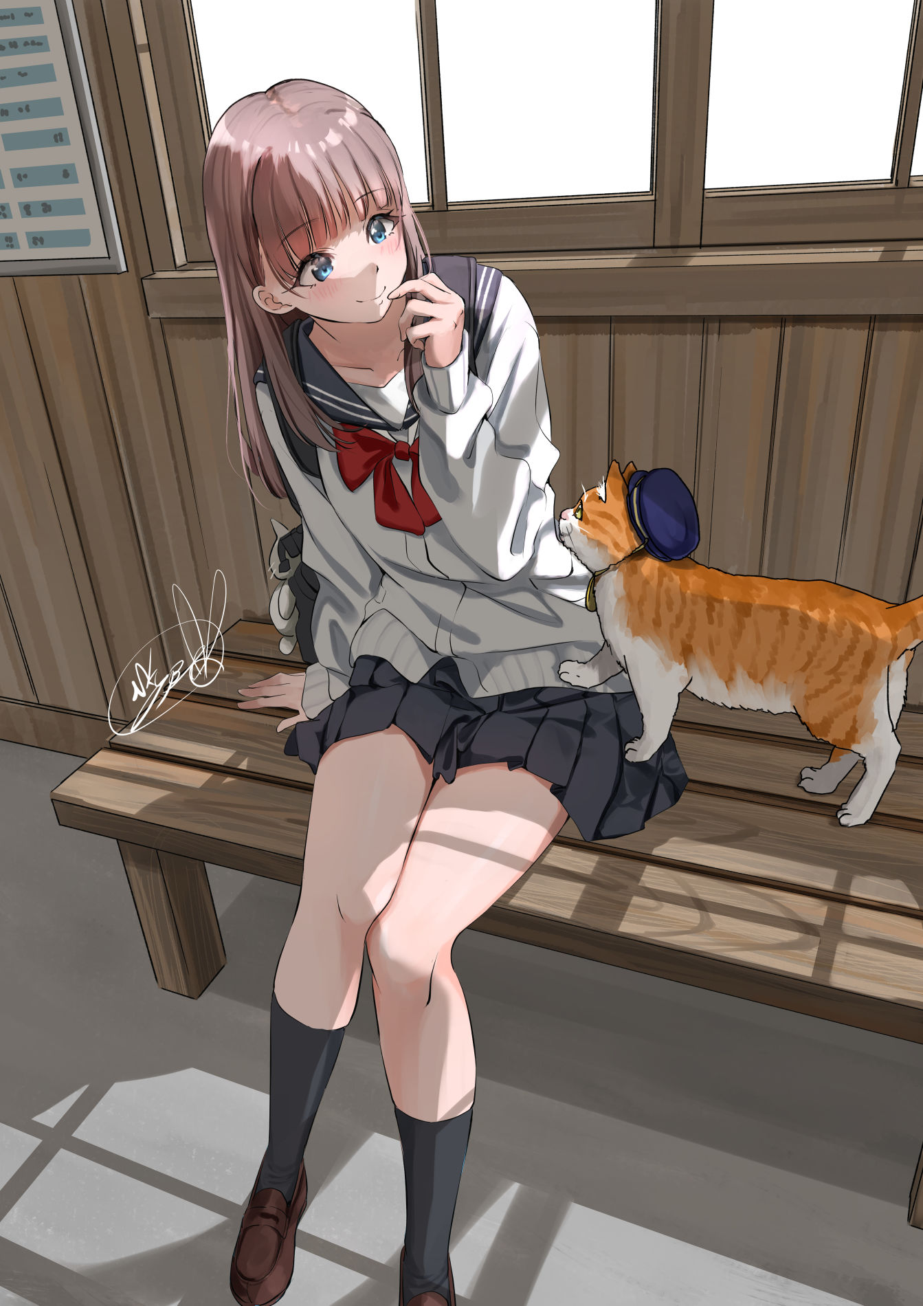 猫の駅長と女の子头像同人高清图