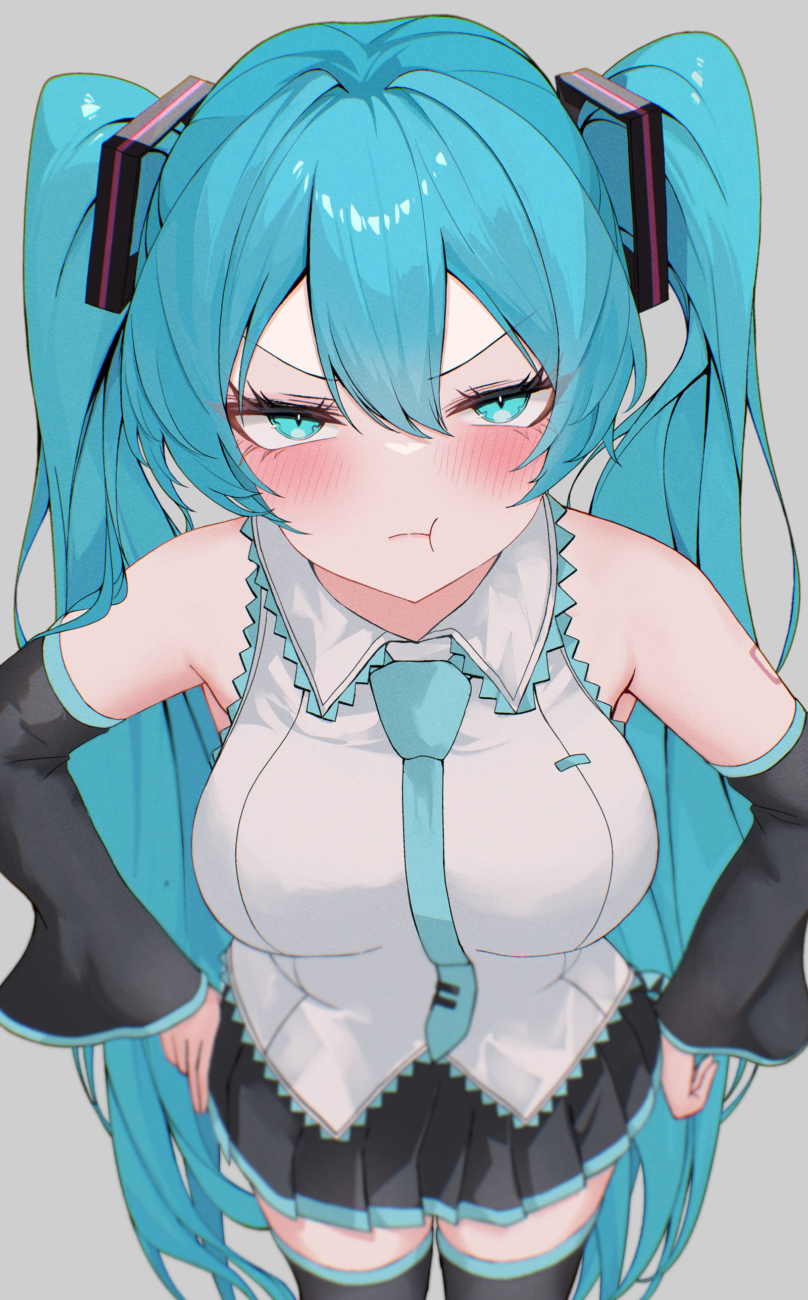 ご機嫌ななめな初音ミクさん插画图片壁纸