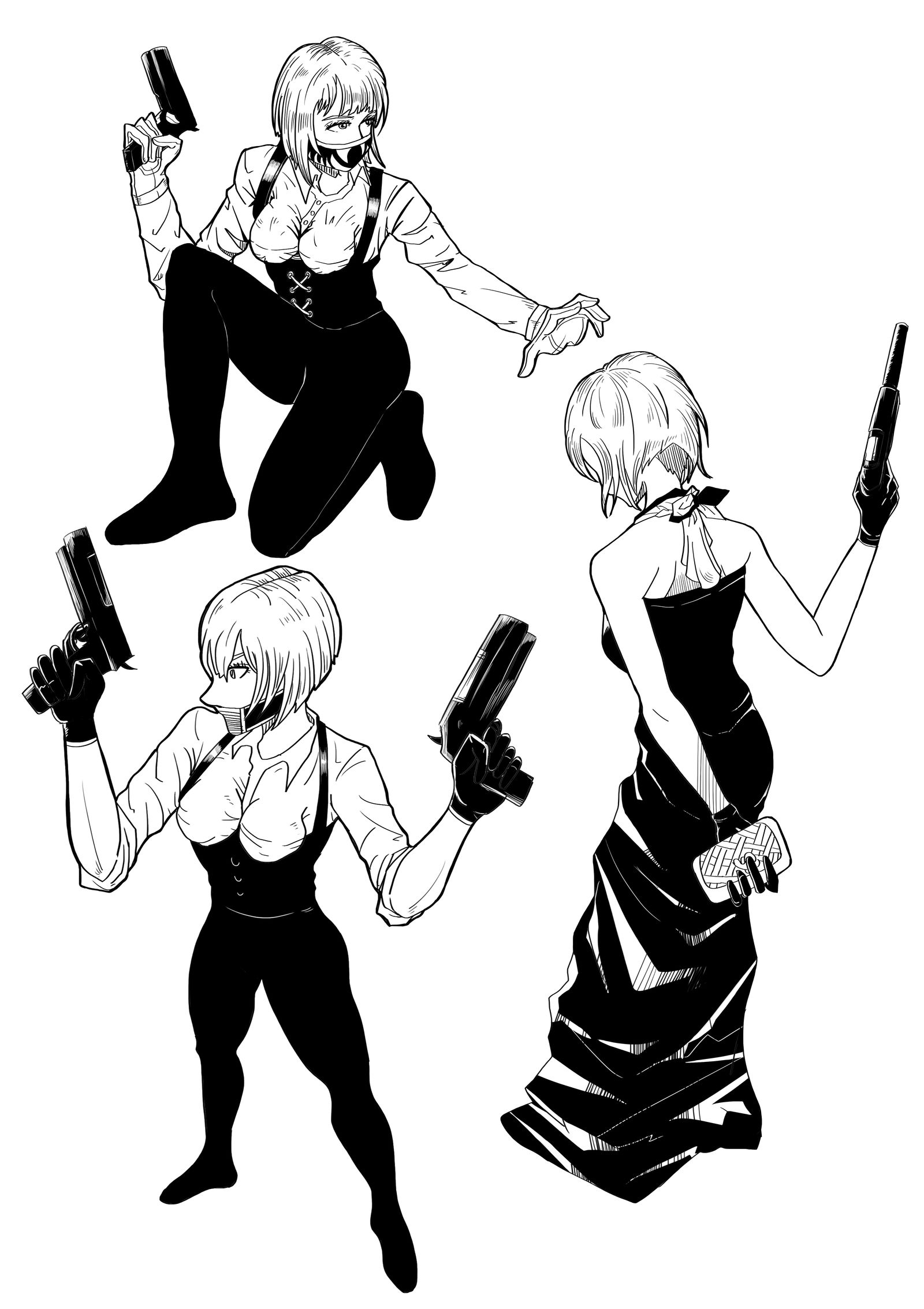 黑白练习04-黑白持枪