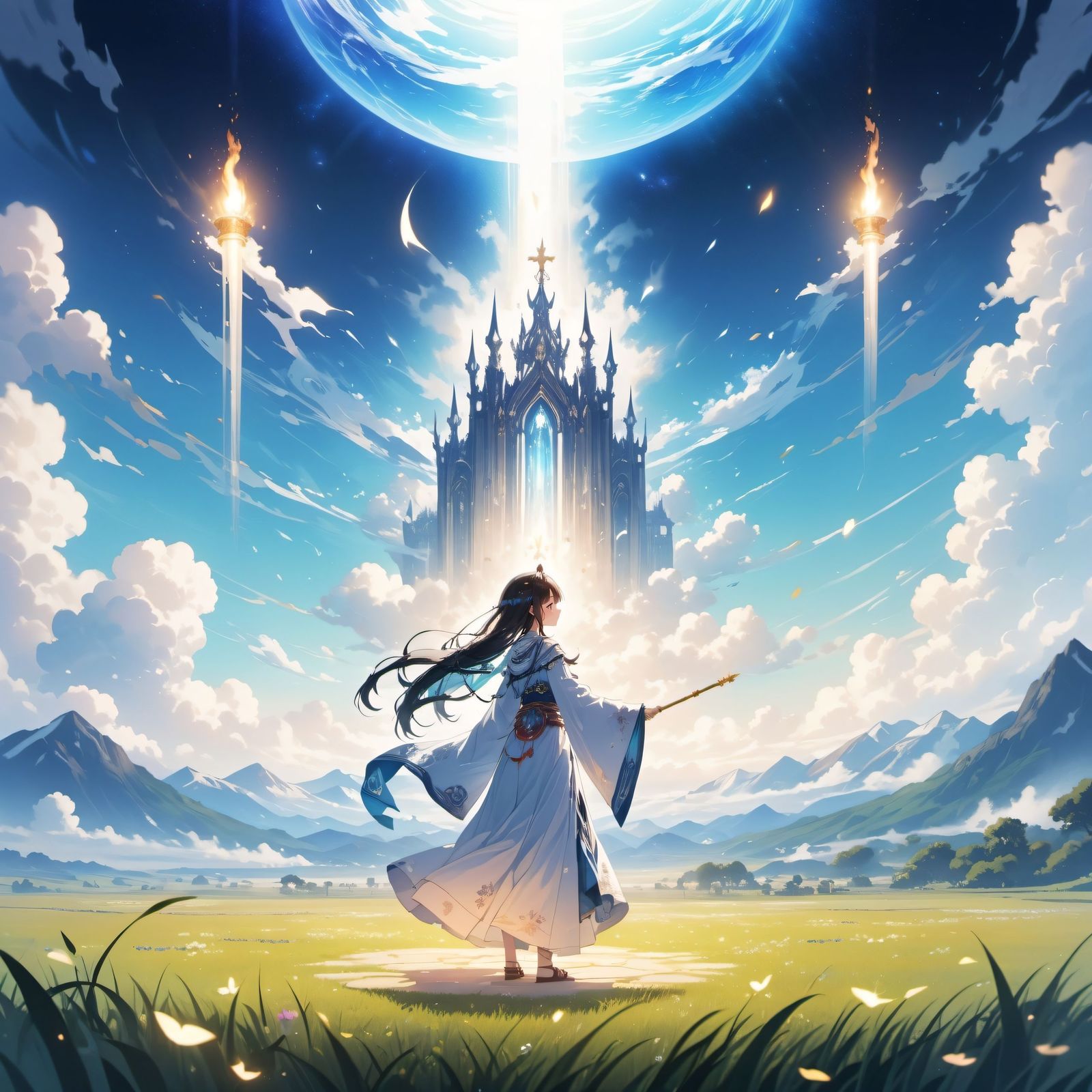 《我与天空的对话》插画图片壁纸