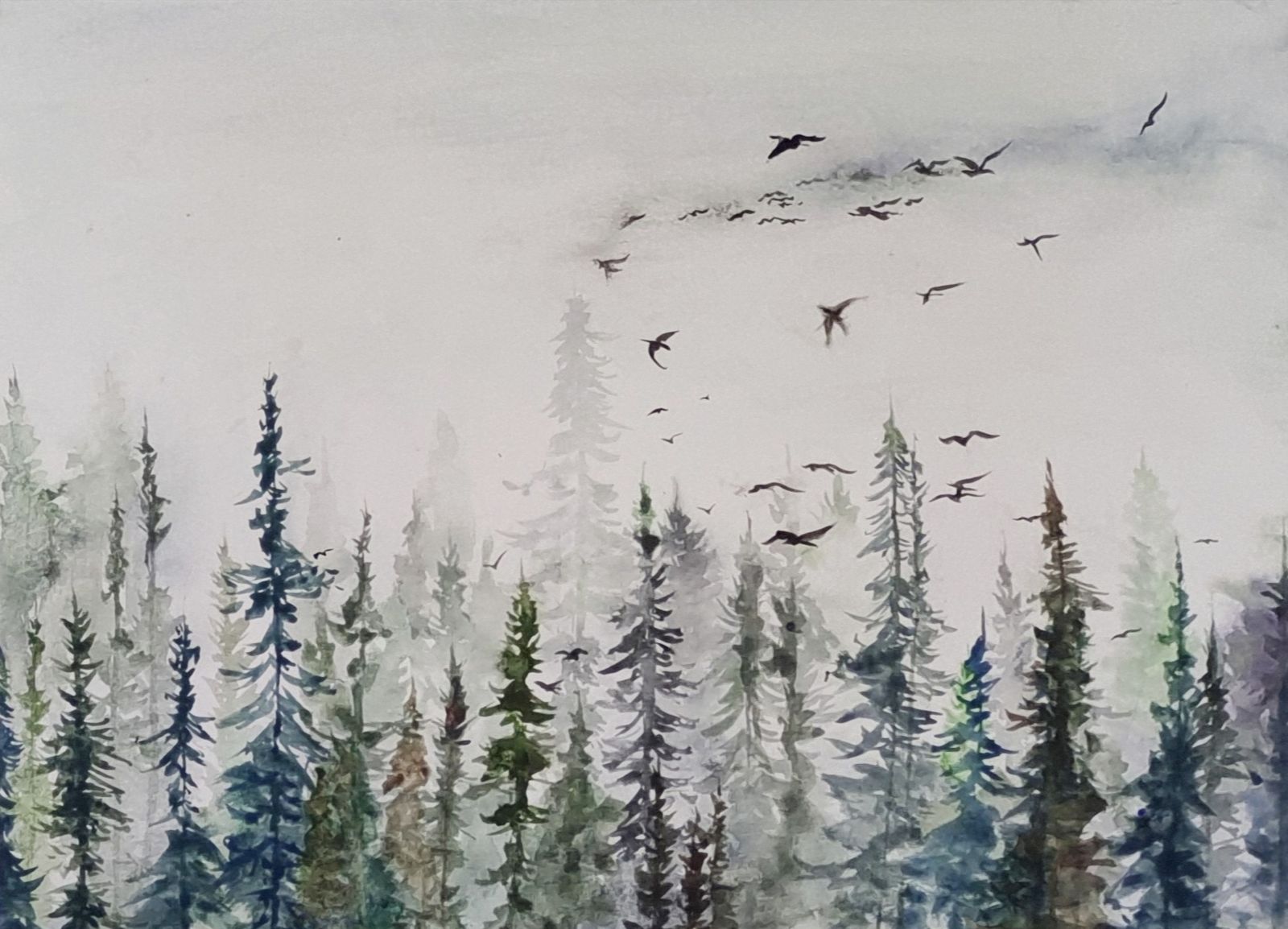 山高路远-手绘水彩