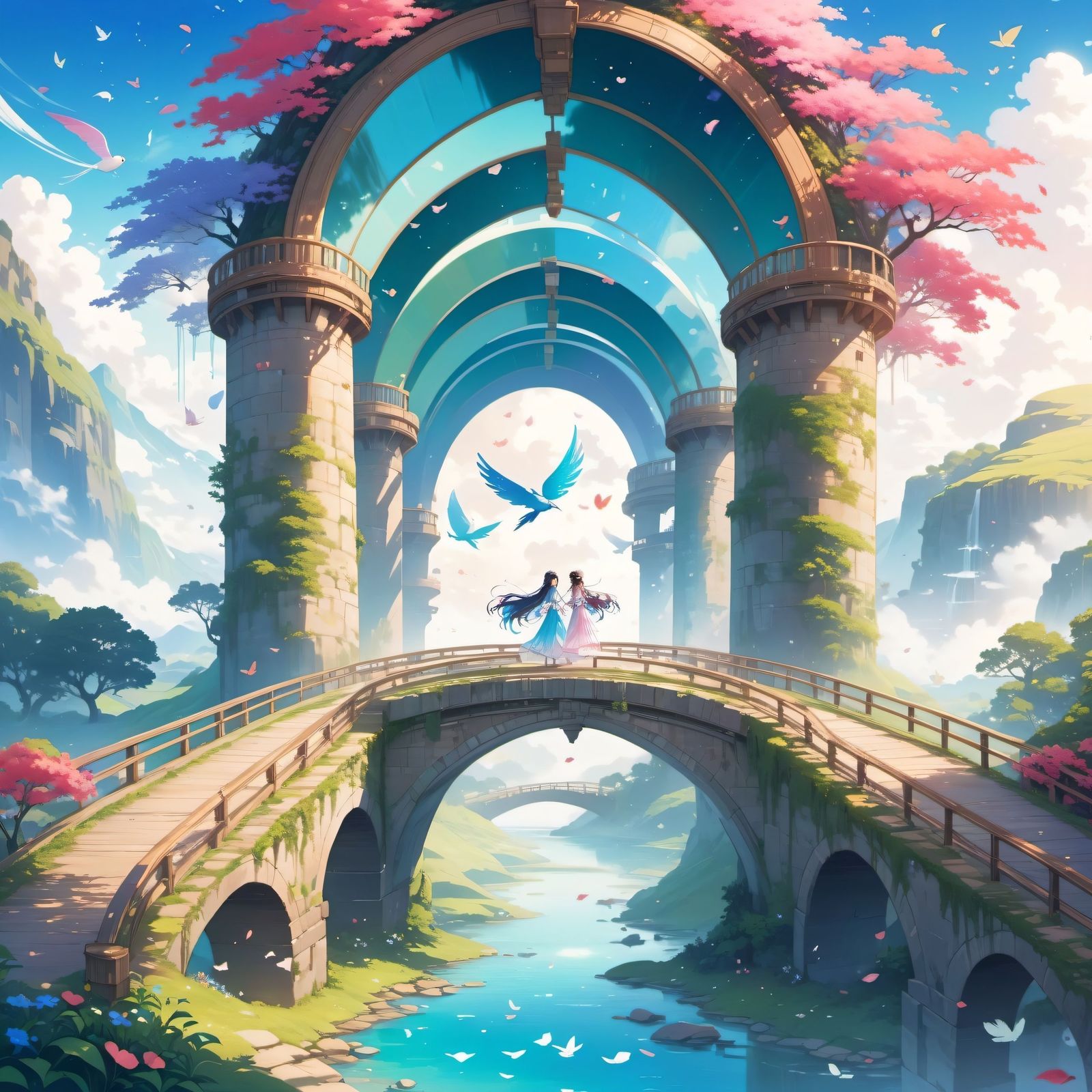 七夕相会插画图片壁纸