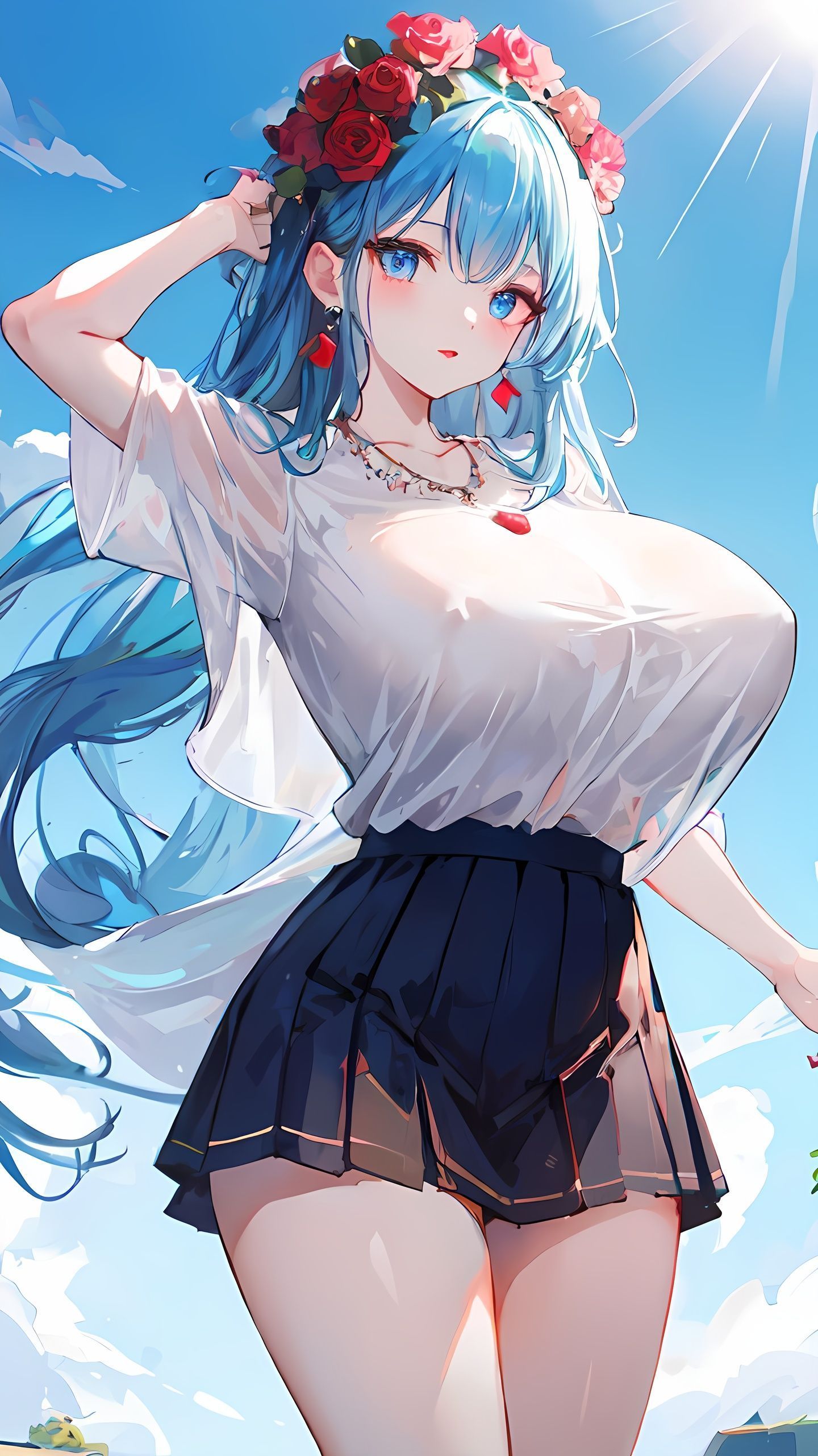 花与蓝天