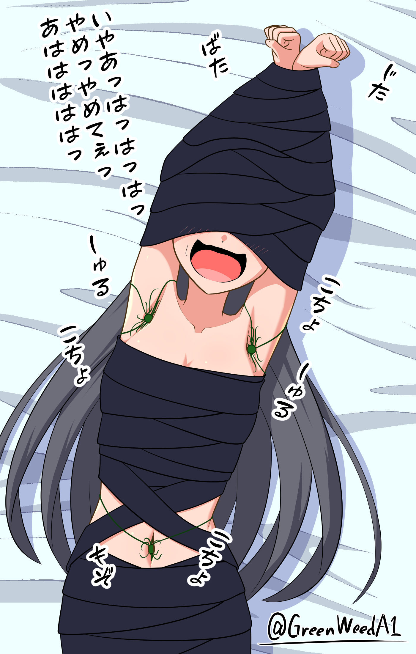 ぐるぐる巻き拘束＋くすぐりボール插画图片壁纸