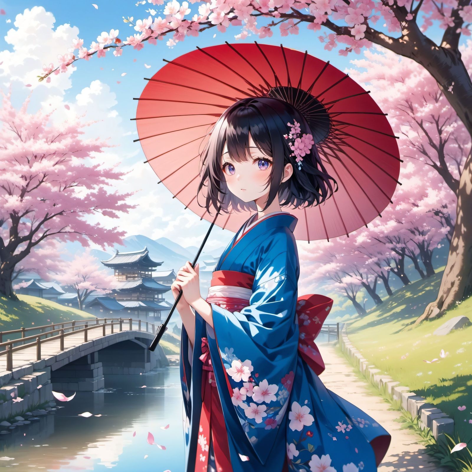 《樱下和伞：古韵和风绘梦》头像同人高清图