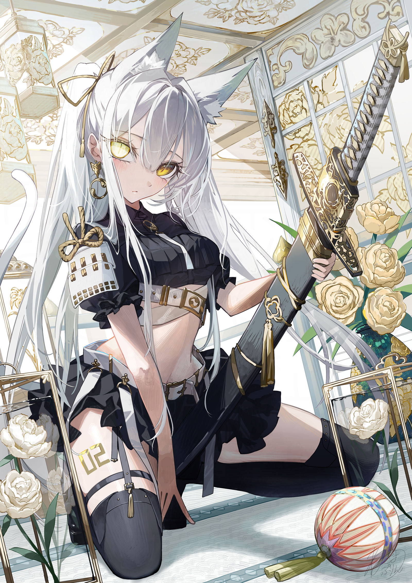 金色ノ白眼少女插画图片壁纸