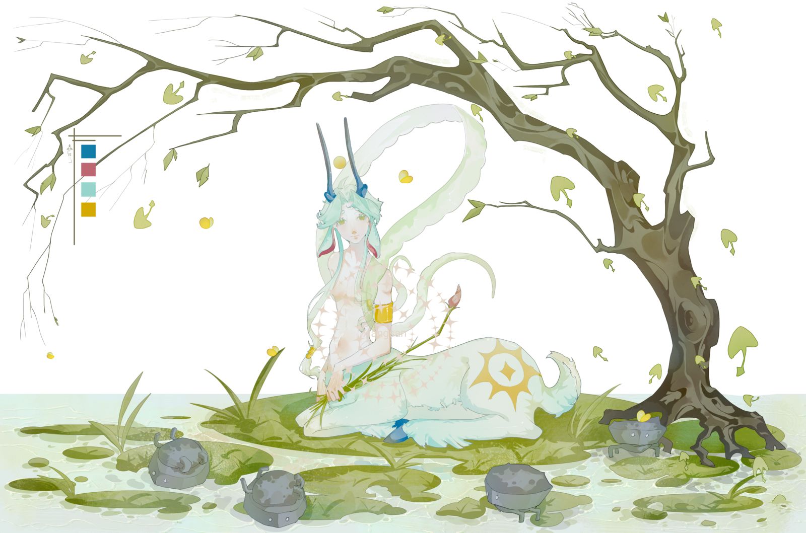 白鹿插画图片壁纸