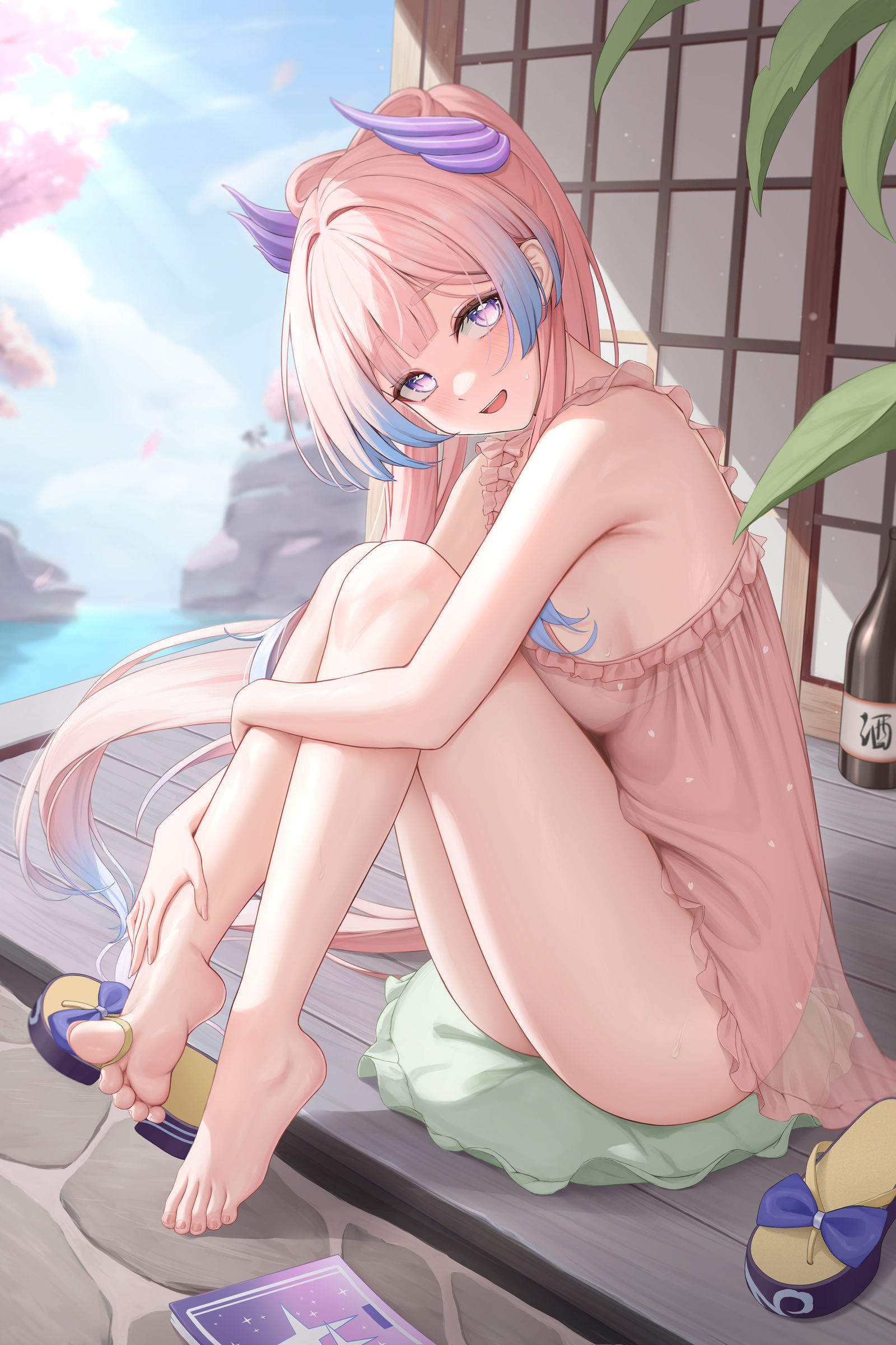 与心海在海祇岛的午后插画图片壁纸