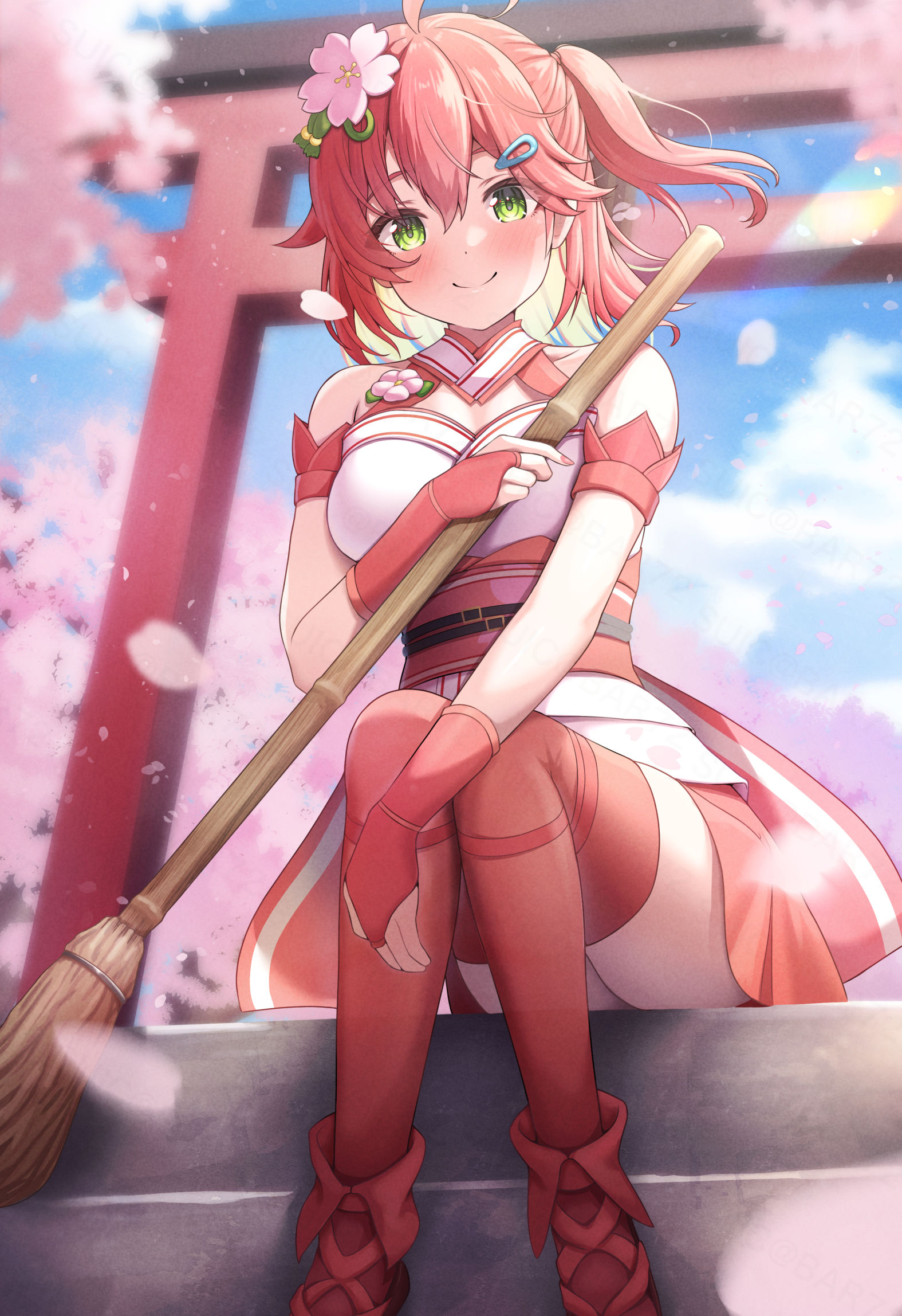 桜神社のえりーとみこ插画图片壁纸